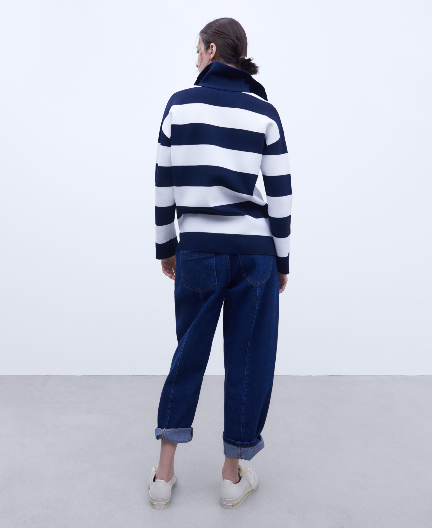 Sailor collar striped sweater image number 2