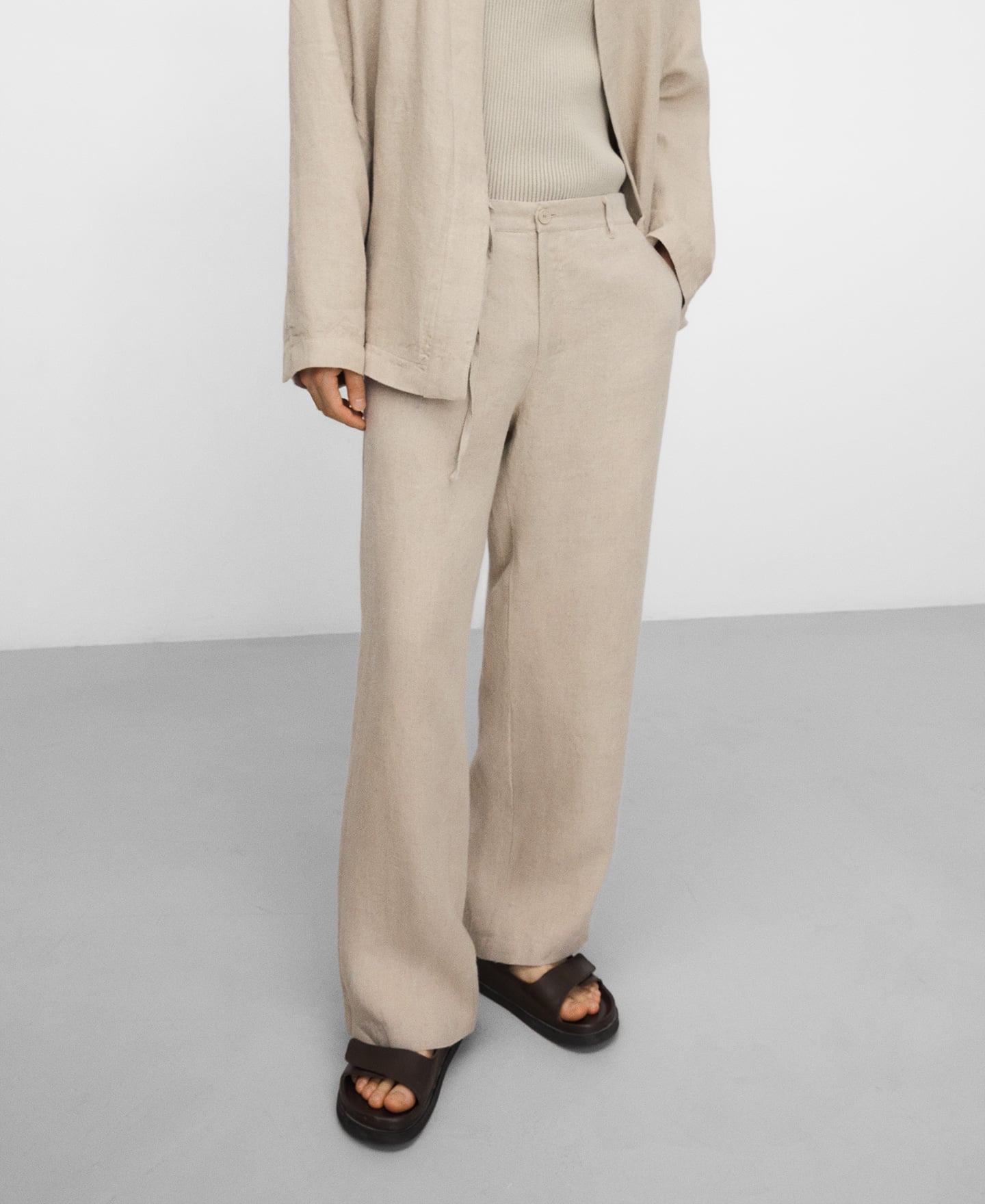 European linen relaxed fit trousers image number 0