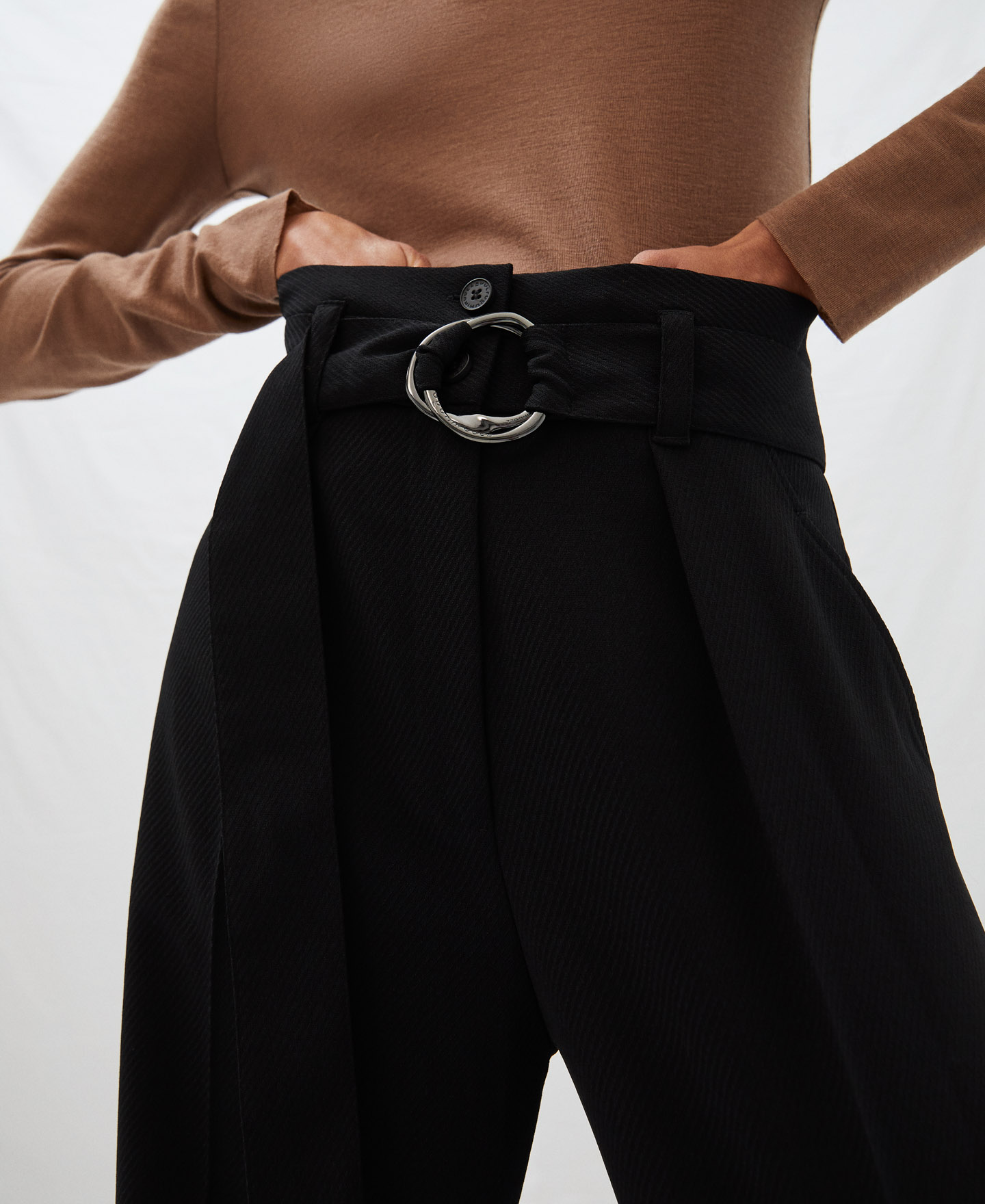 Twill fabric palazzo trousers image number 3