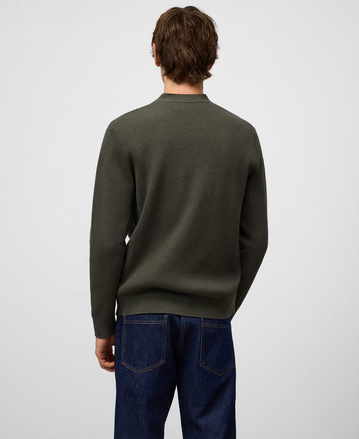 V-neck ribbed cardigan image number 2