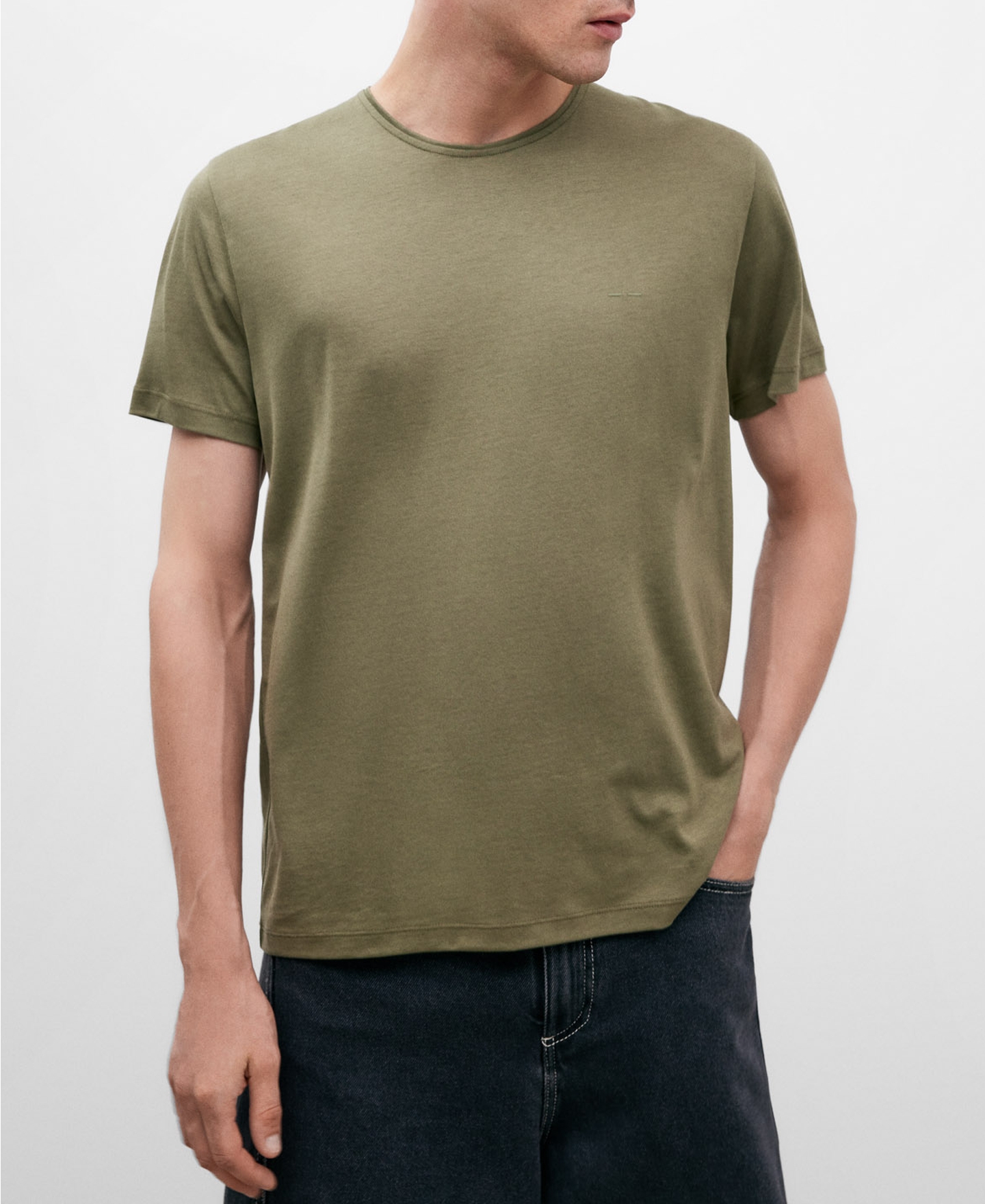 Camisola caqui com gola caixa para homem image number 0