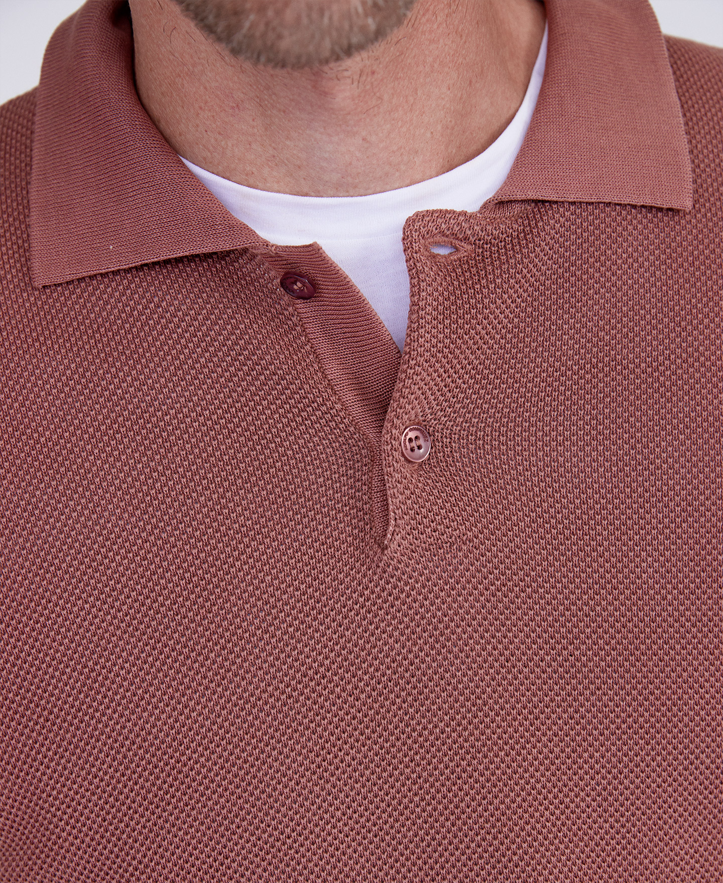 Brown pique shirt collar polo shirt image number 2