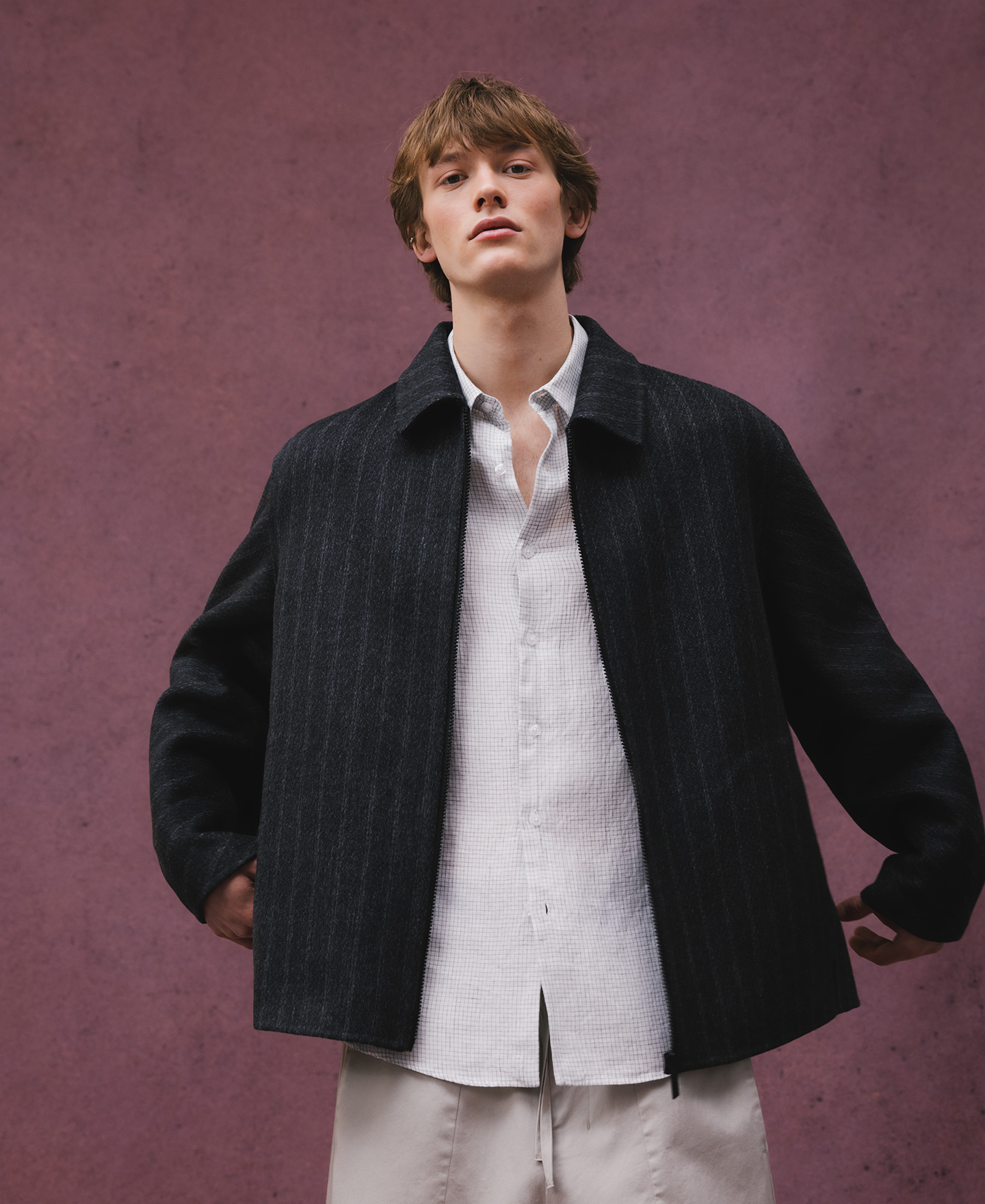 Striped double-faced jacket man image number 0