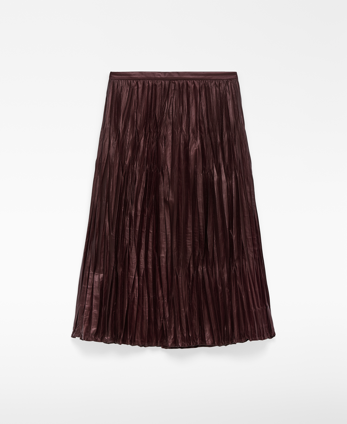 Leather-Non-Leather crinkle skirt image number 4