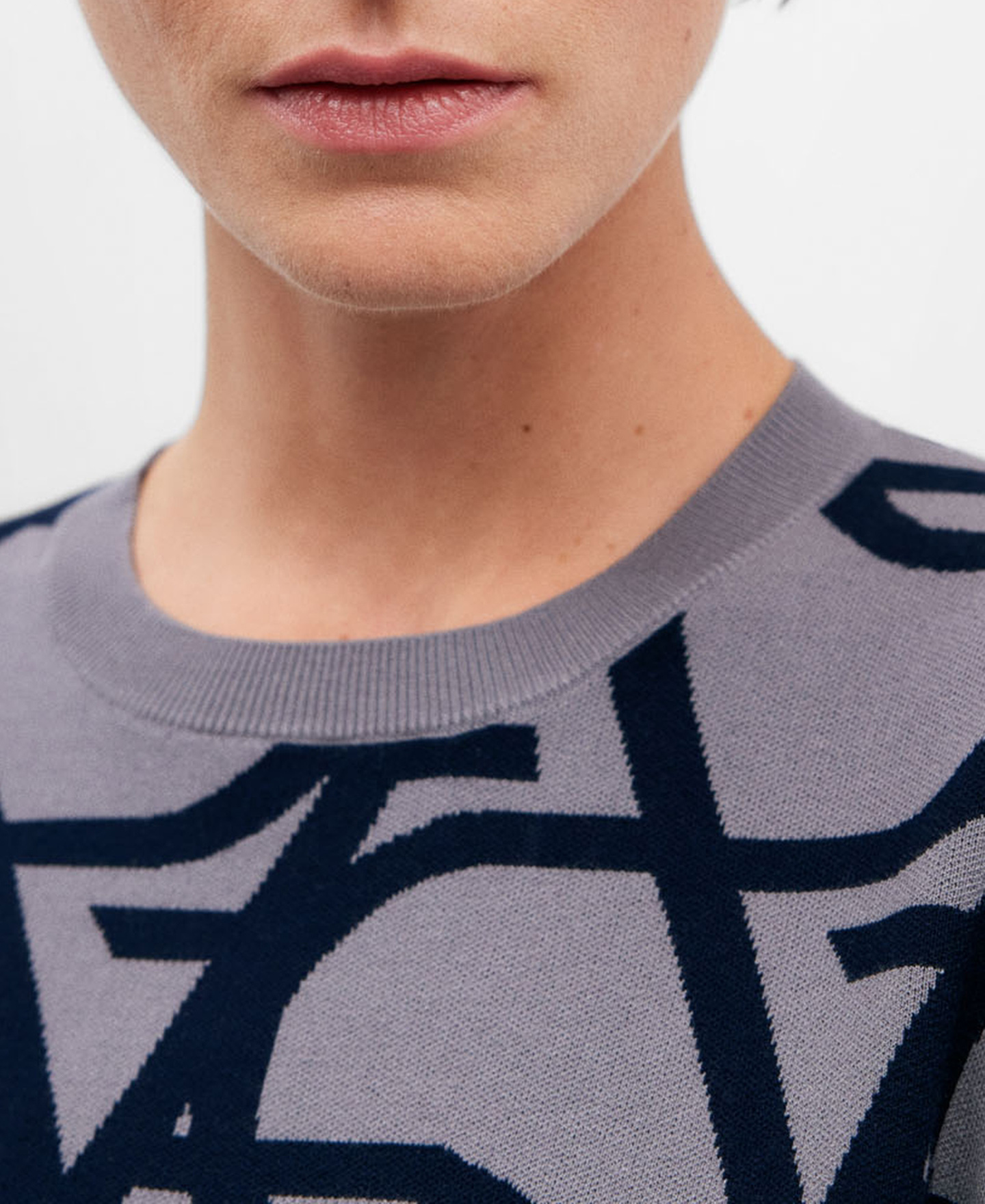 Navy blue jacquard sweatshirt women image number 3