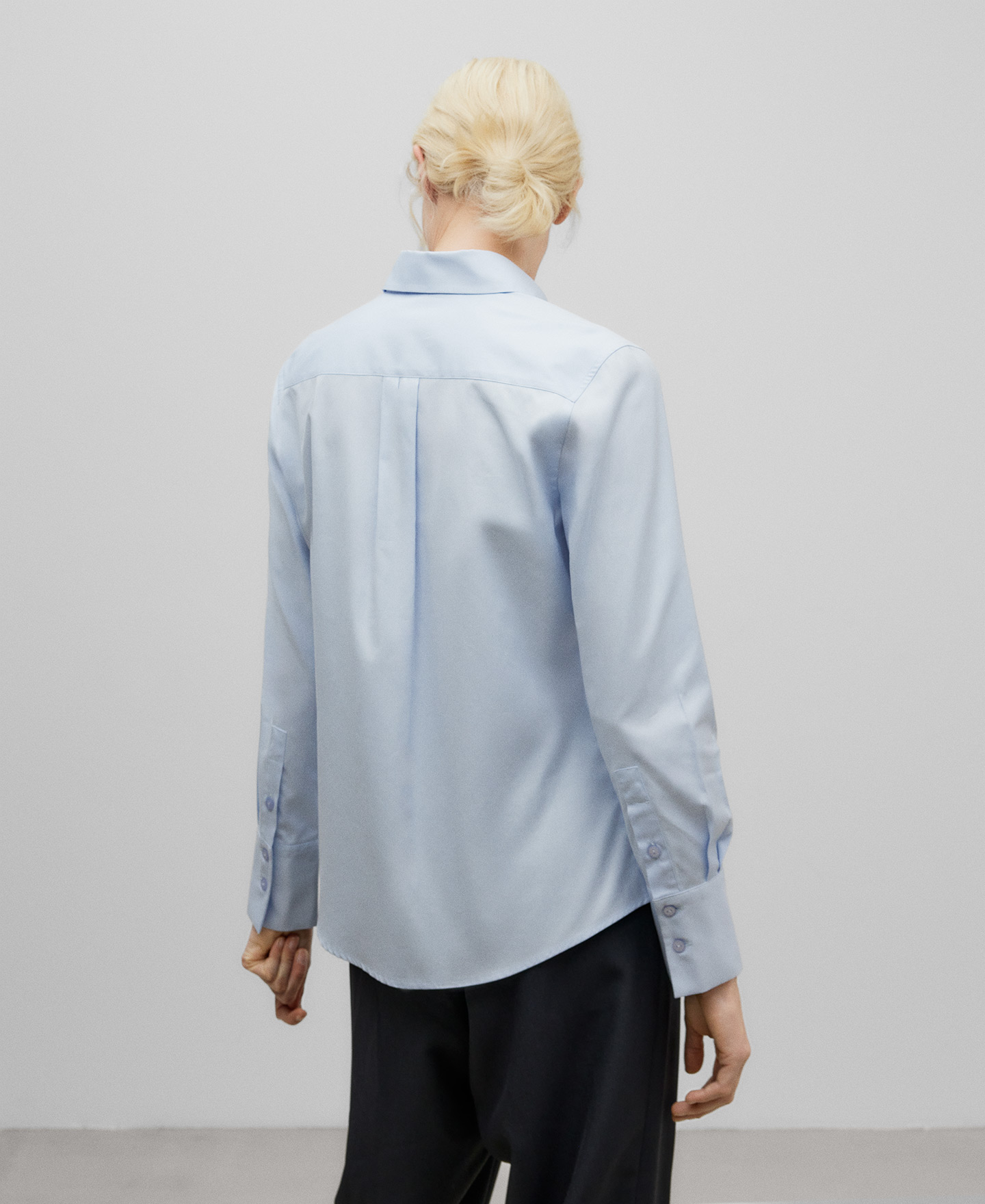 Camisa algodón azul celeste para mujer image number 2