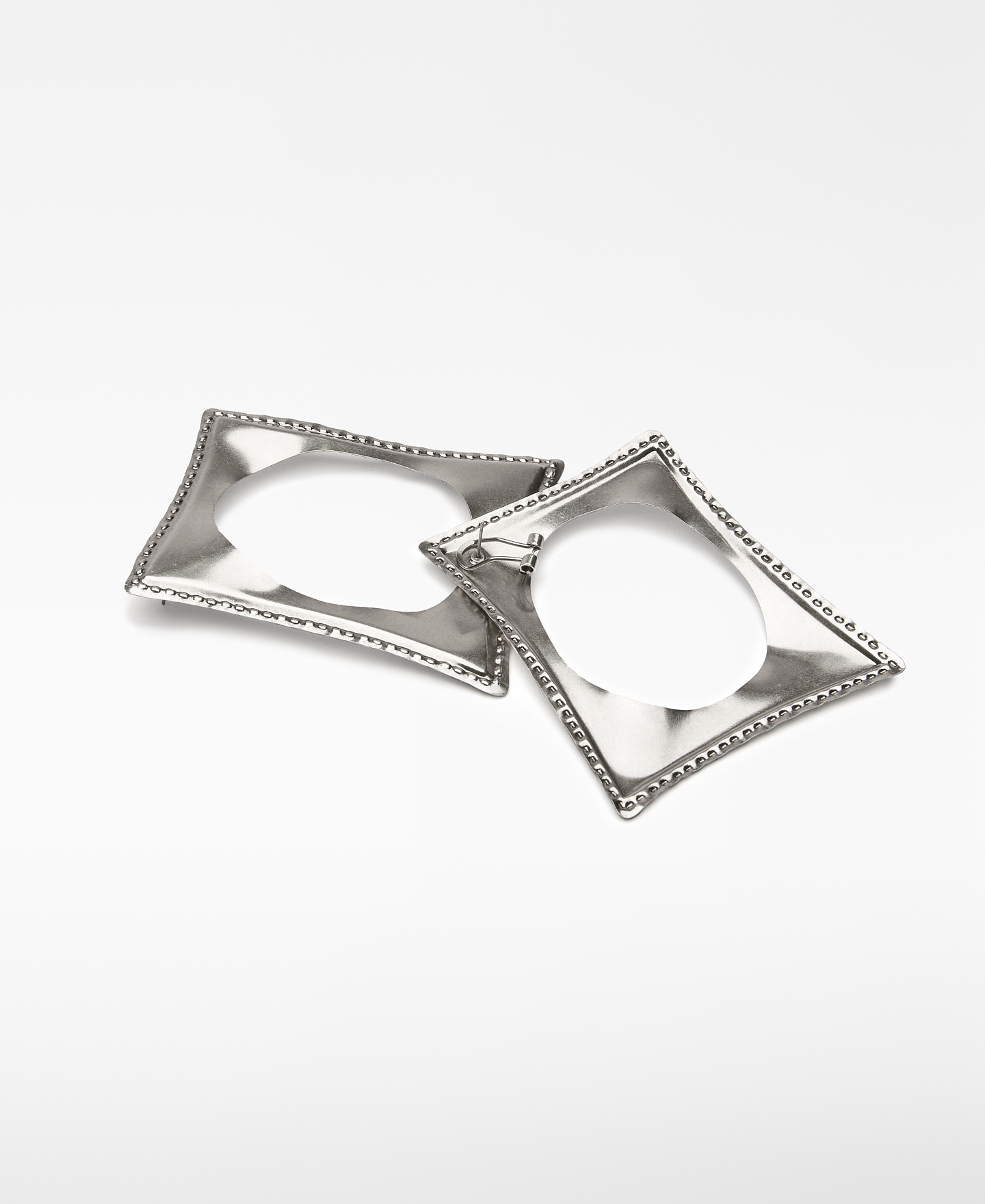 Maxi silver embossed earrings woman image number 1