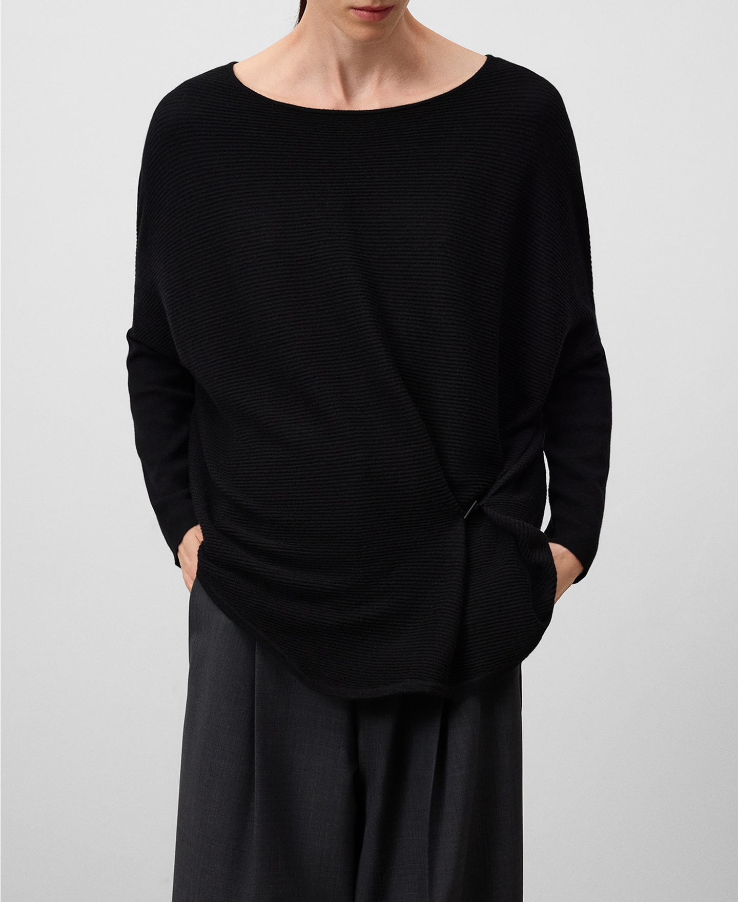 Structured knit asymmetric sweater image number 0