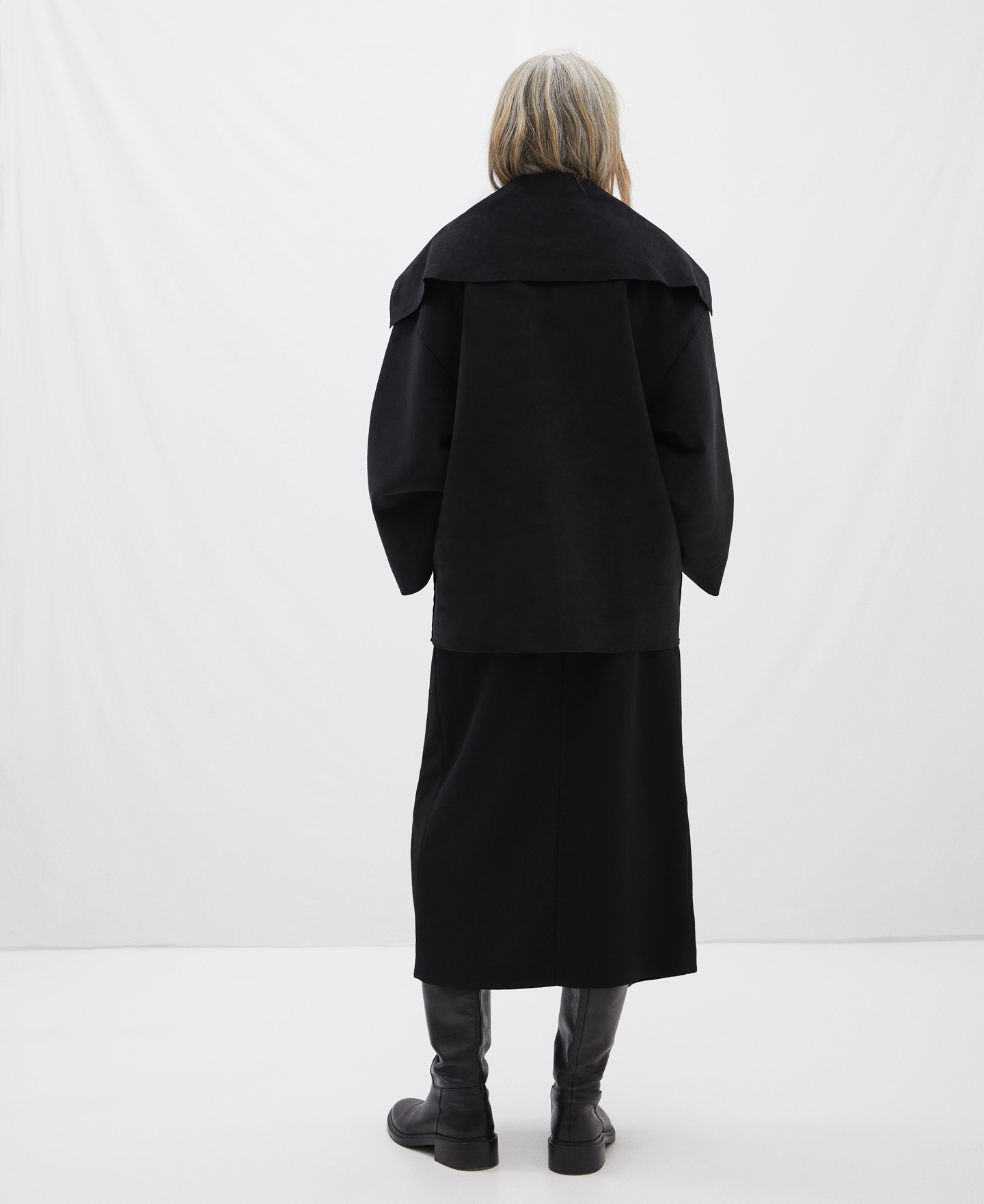 Shawl collar sweater in faux suede image number 2