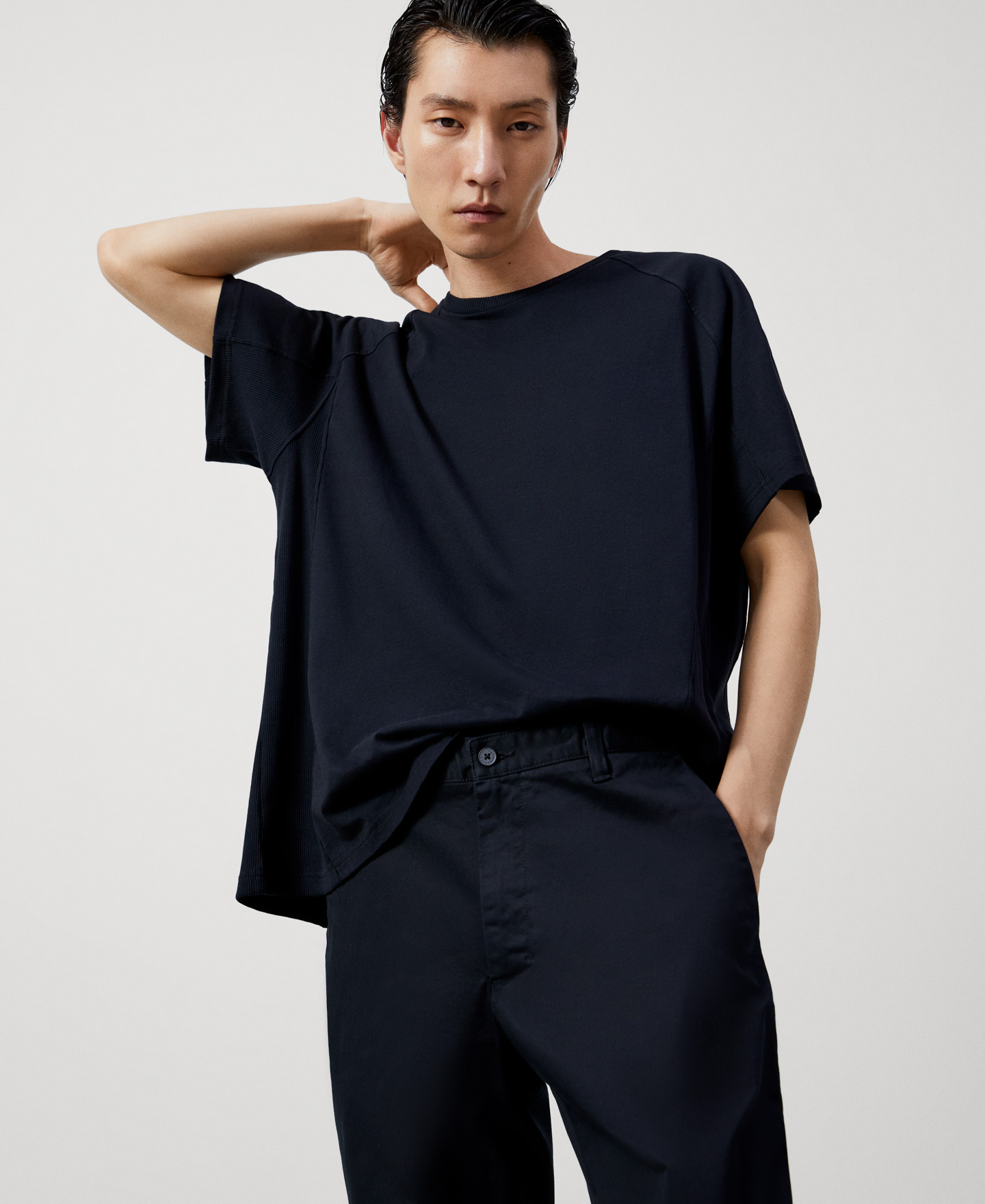 Stretch cotton chino trousers image number 3