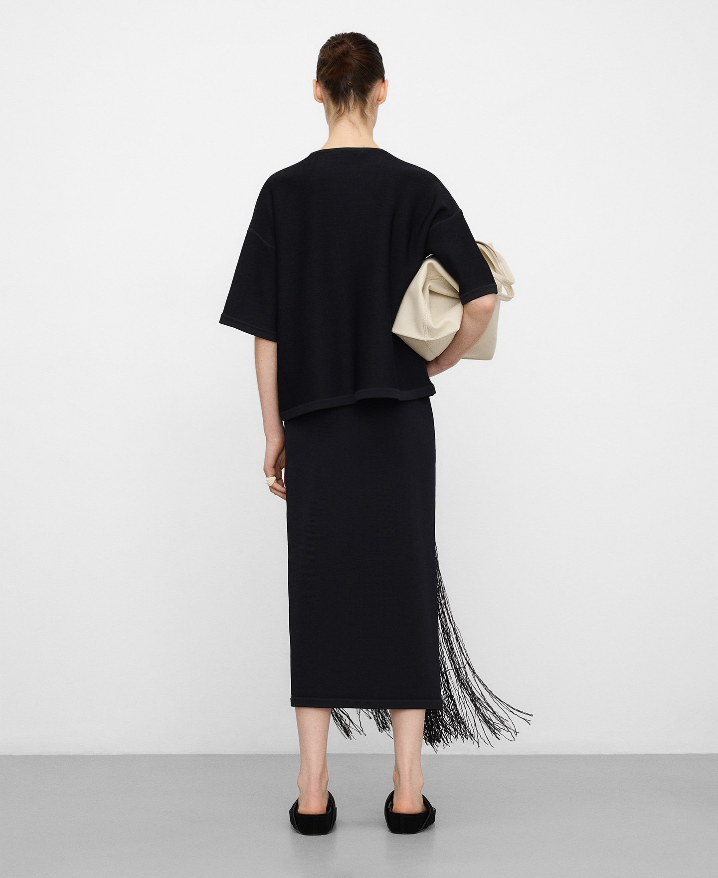 Raffia detail short sleeve sweater image number 2