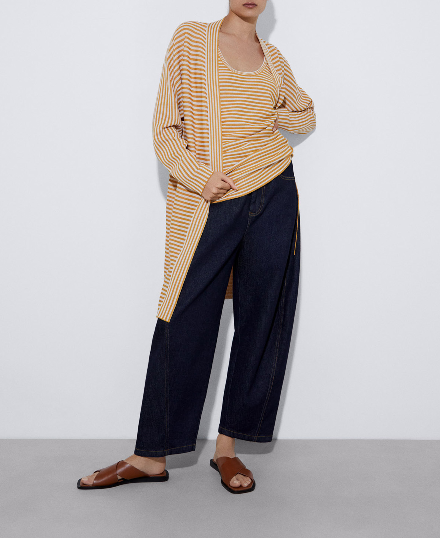 Striped kimono jacket image number 1