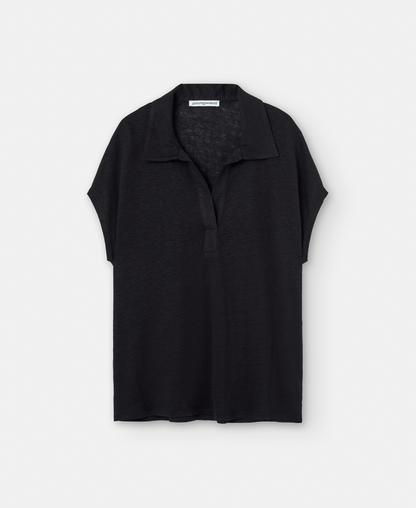 Linen polo shirt with placket image number 4