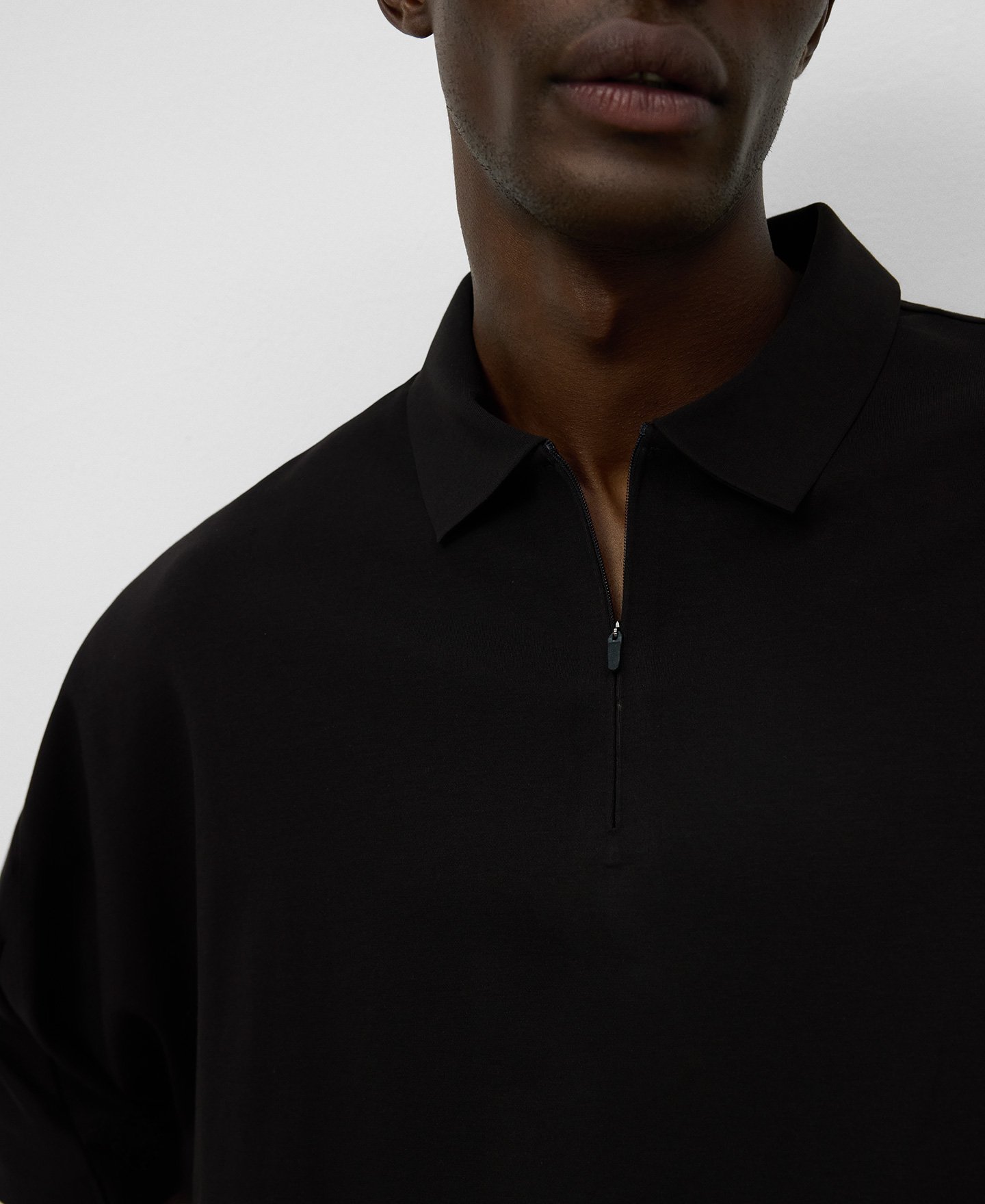 Zipper closure oversize polo shirt man image number 3
