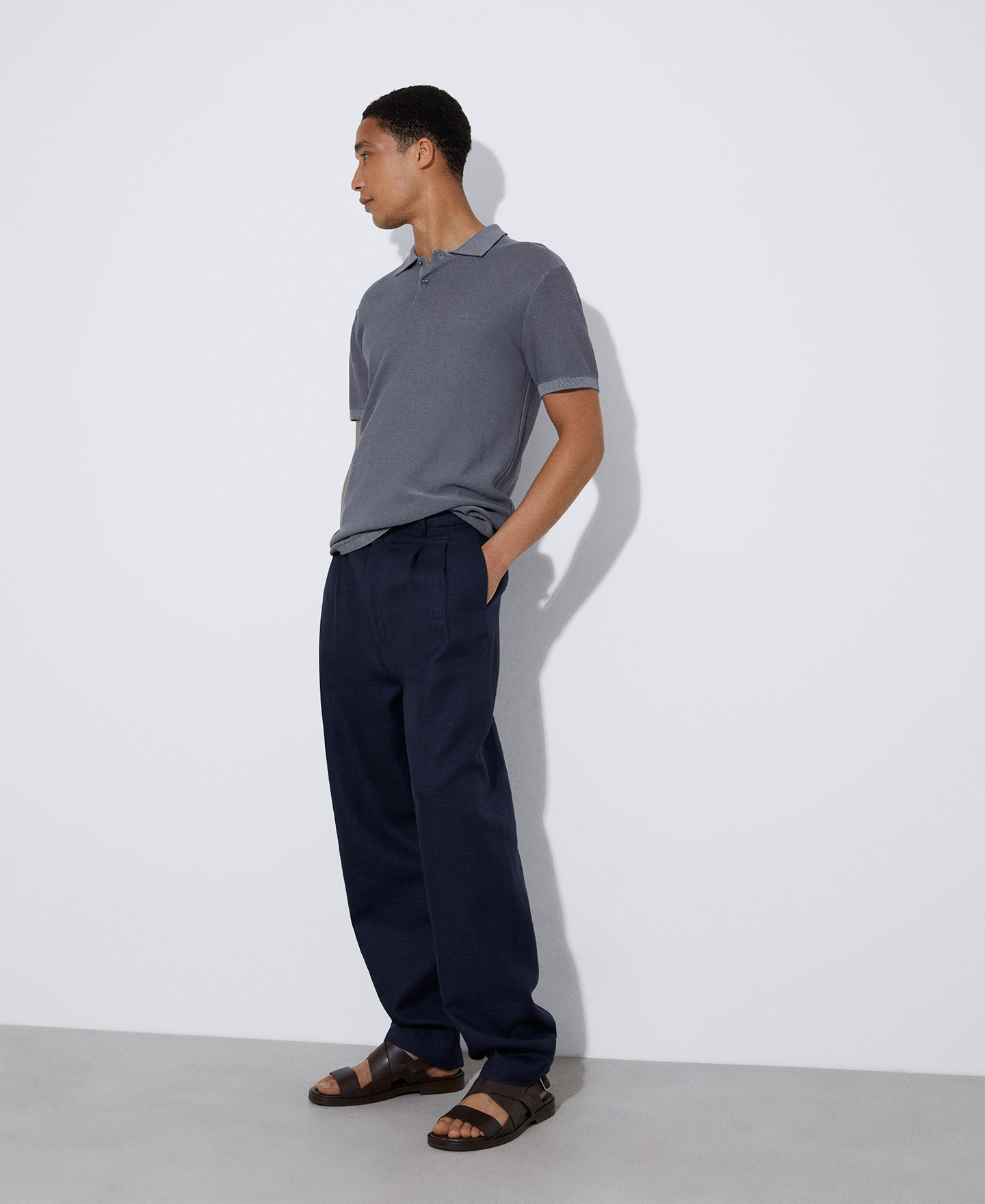 Cotton and viscose two button polo shirt image number 1