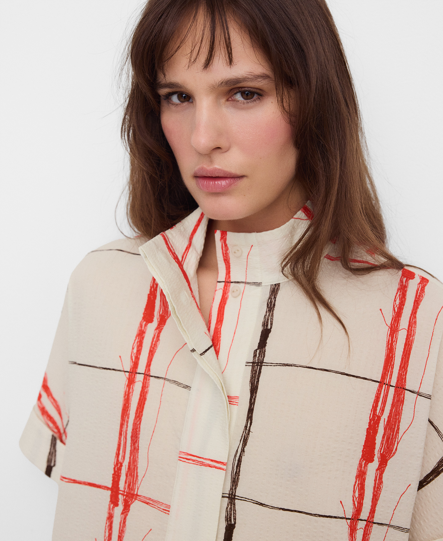 Vestido cuadros irregulares seersucker image number 3