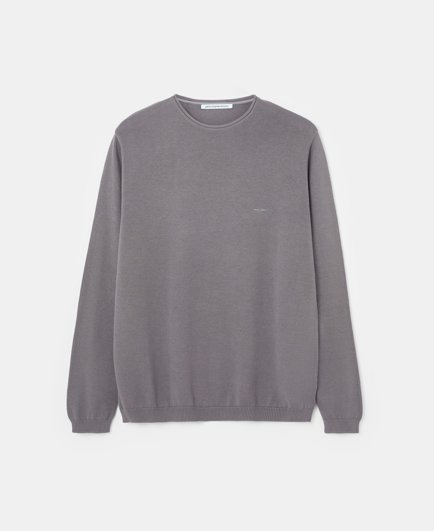 Grey cotton crew collar sweater image number 4