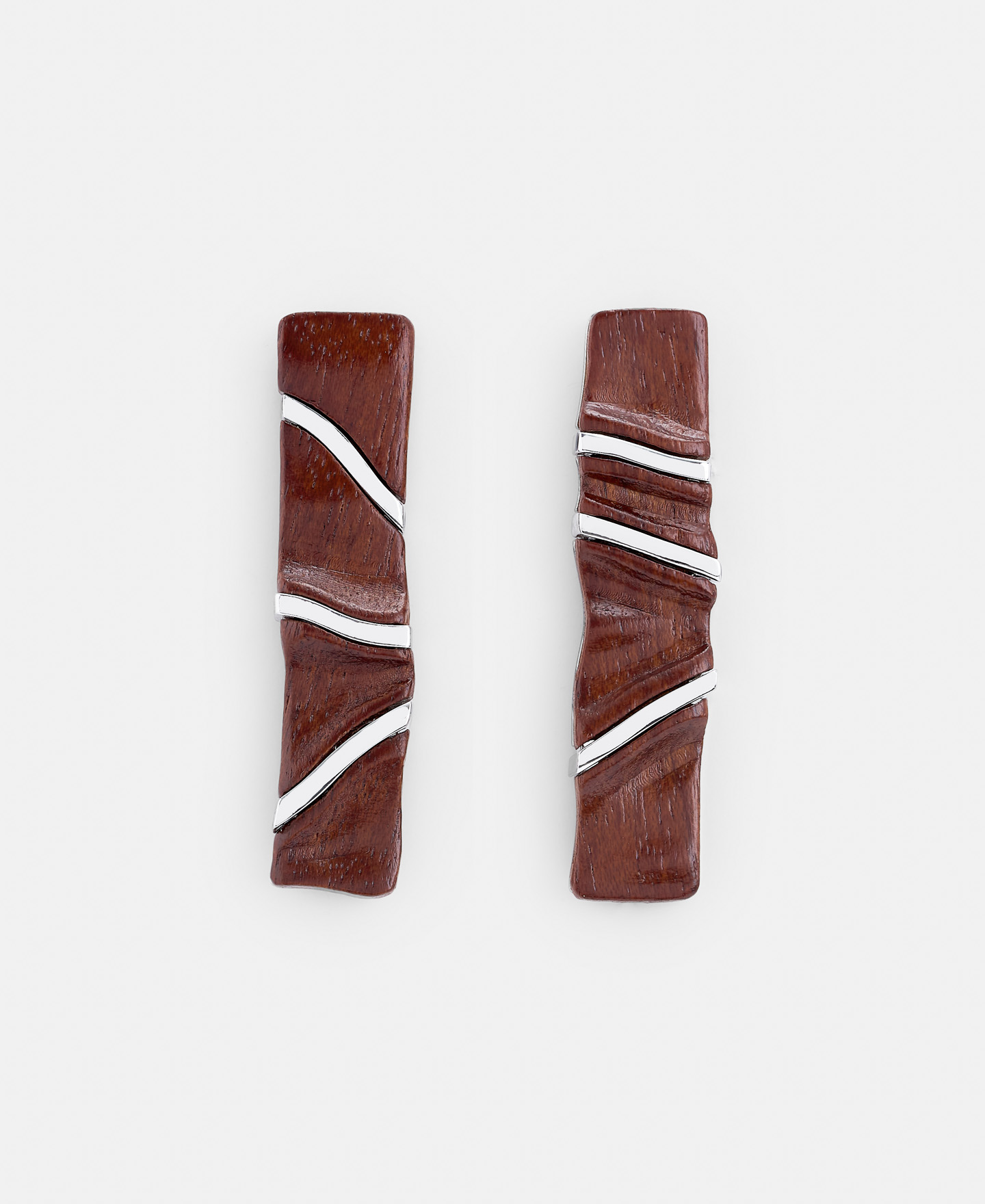 Wood and metal earrings image number 0