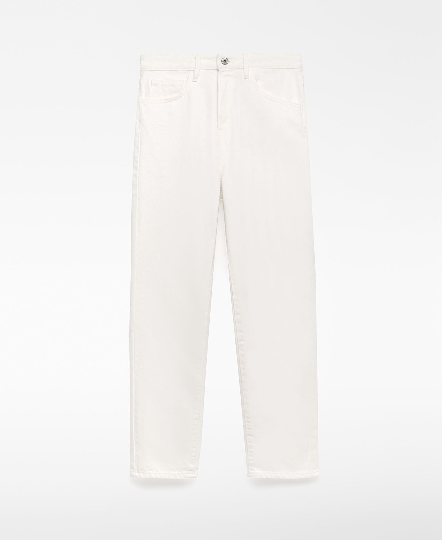 Cotton denim straight trousers woman image number 4