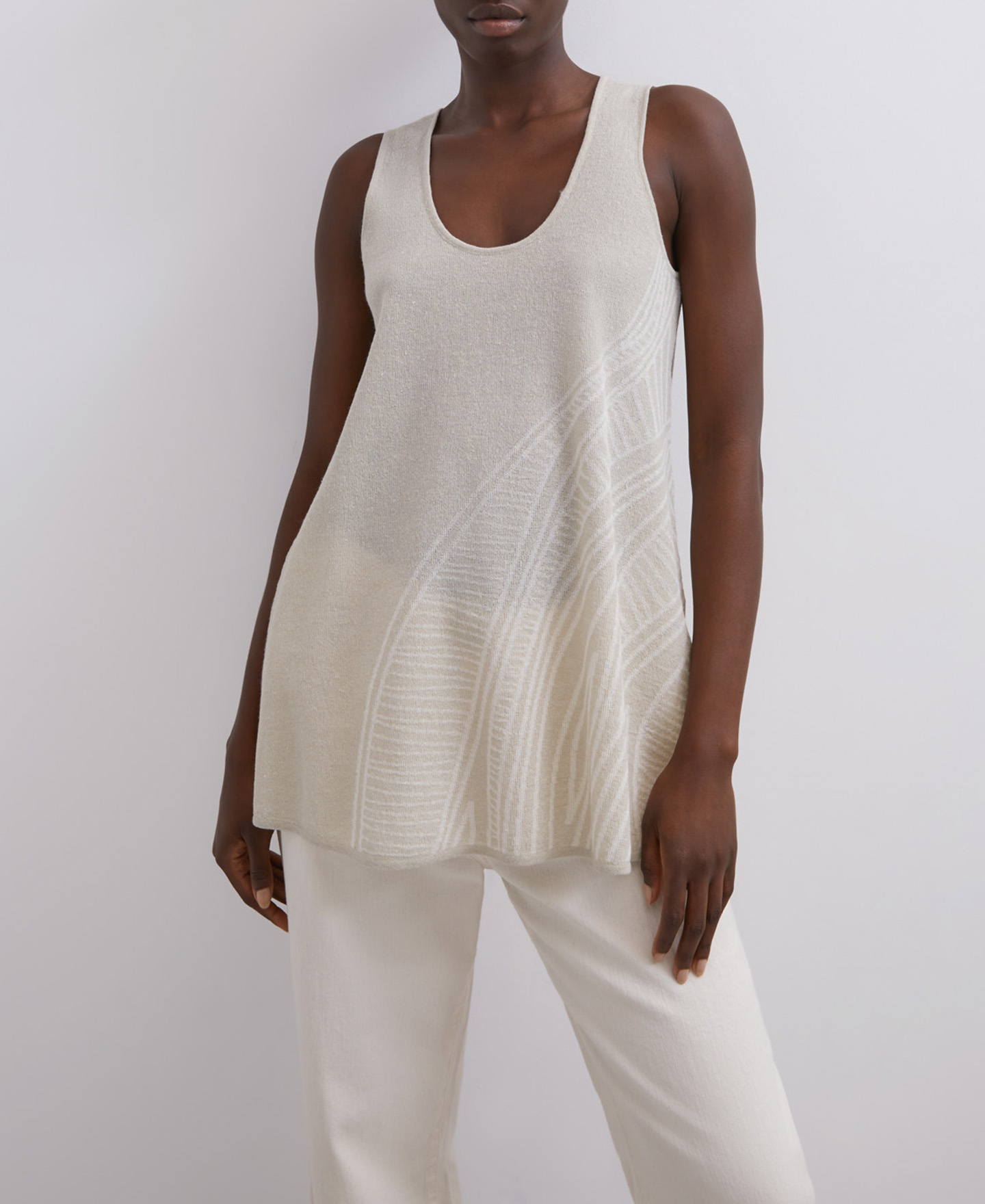 Green top in linen jacquard image number 0