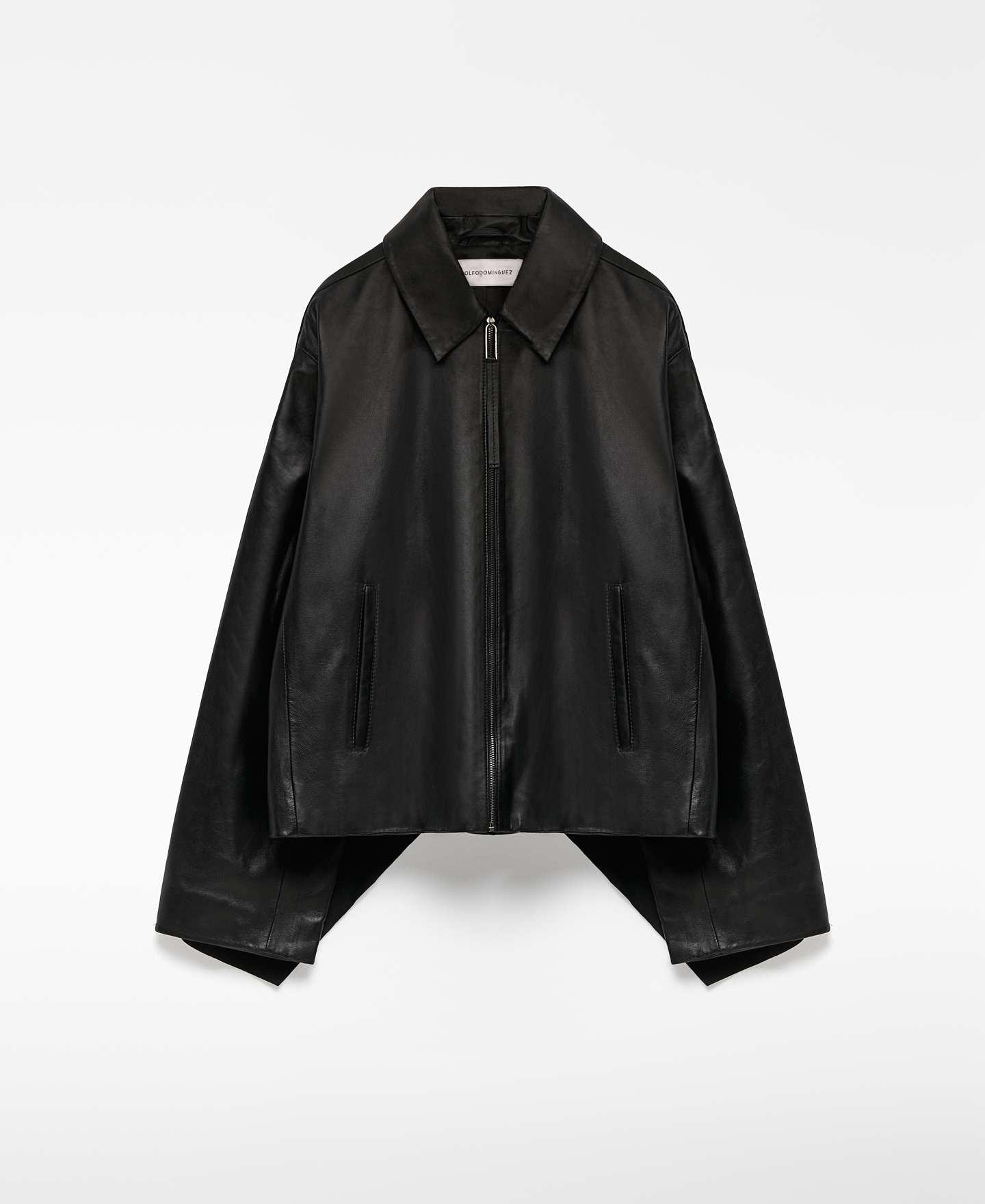 Leather jacket with back cape woman image number 8