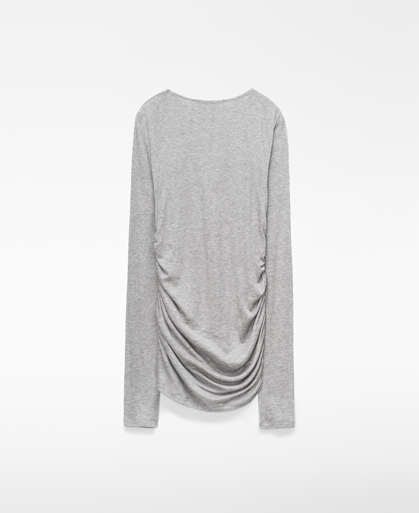 Long sleeve gathered T-shirt image number 1