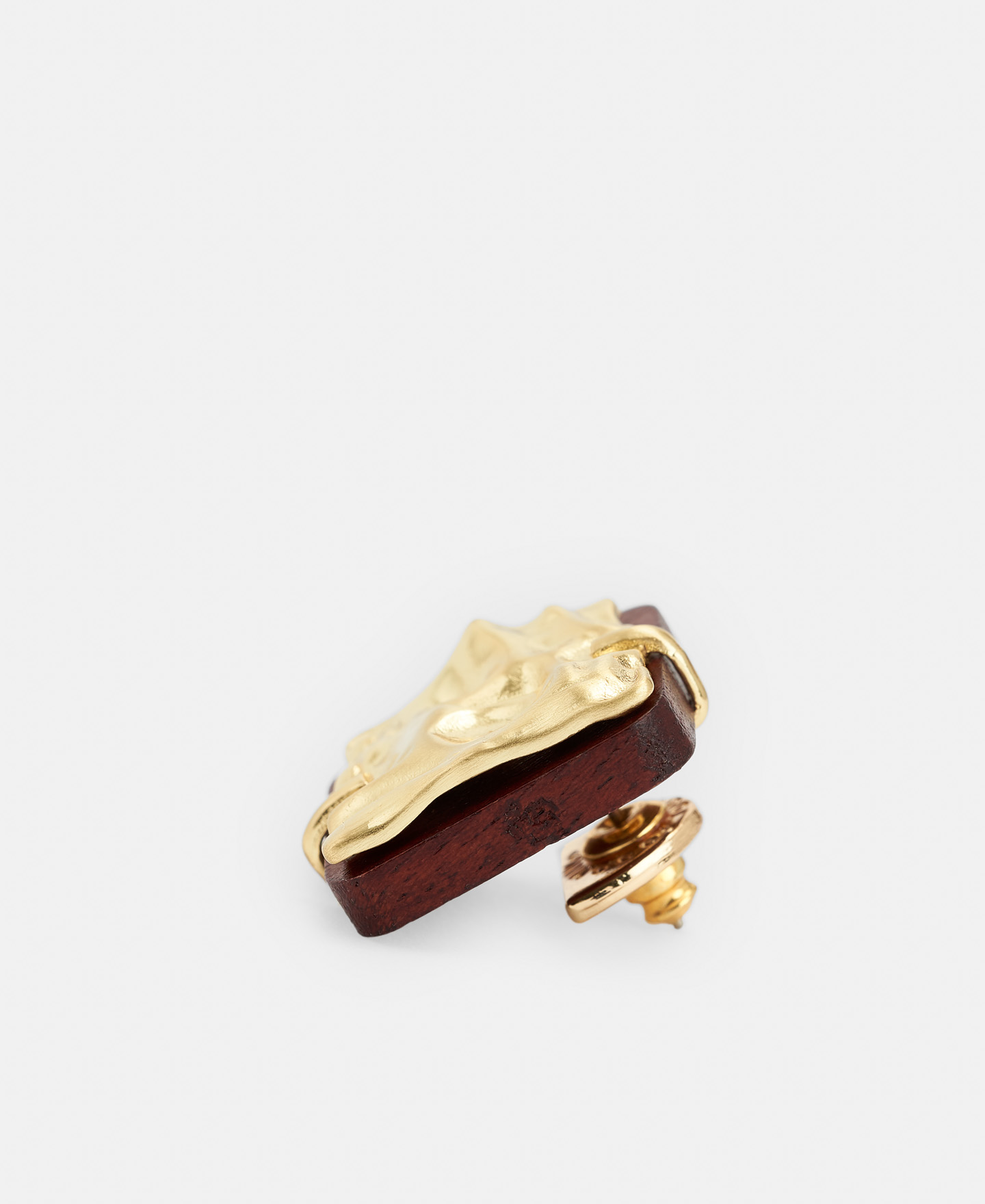 Two layered brass and wood earrings image number 2