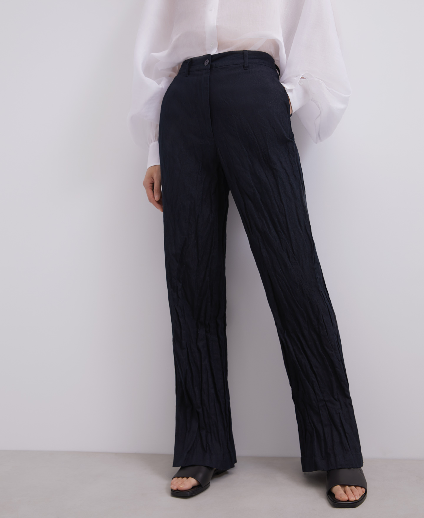 Metal fibre straight trousers image number 1