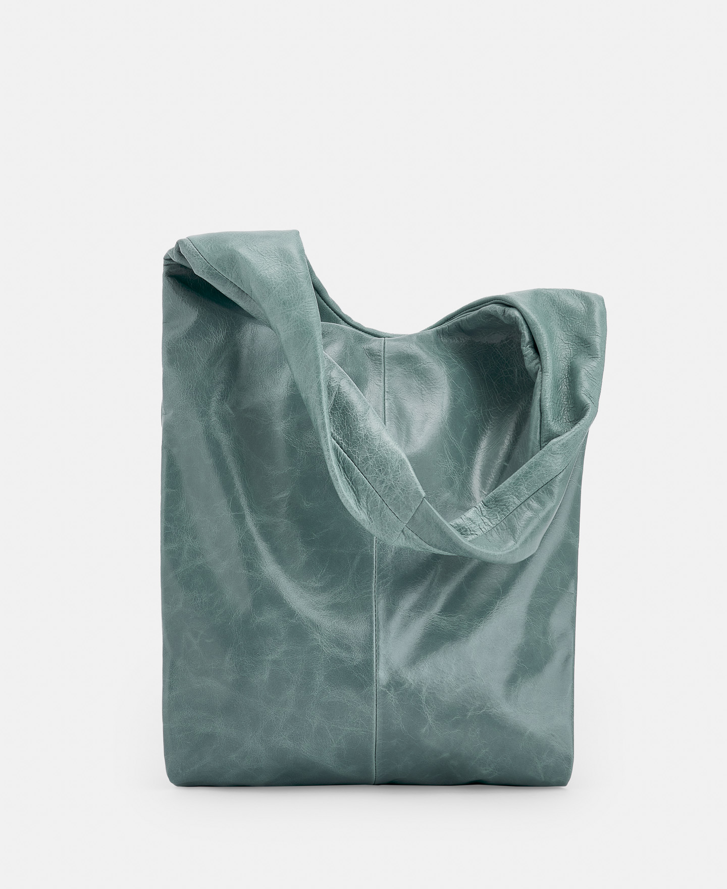 Semi-gloss crackled leather long bag image number 1