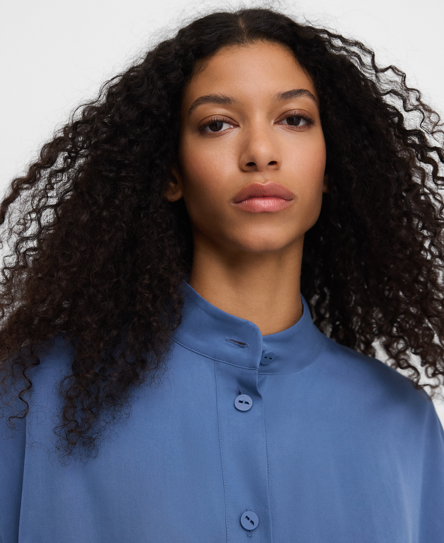 Mandarin collar loose shirt image number 3