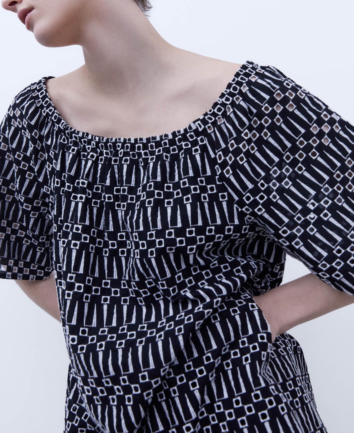 Bateau neckline embroidered dress image number 3