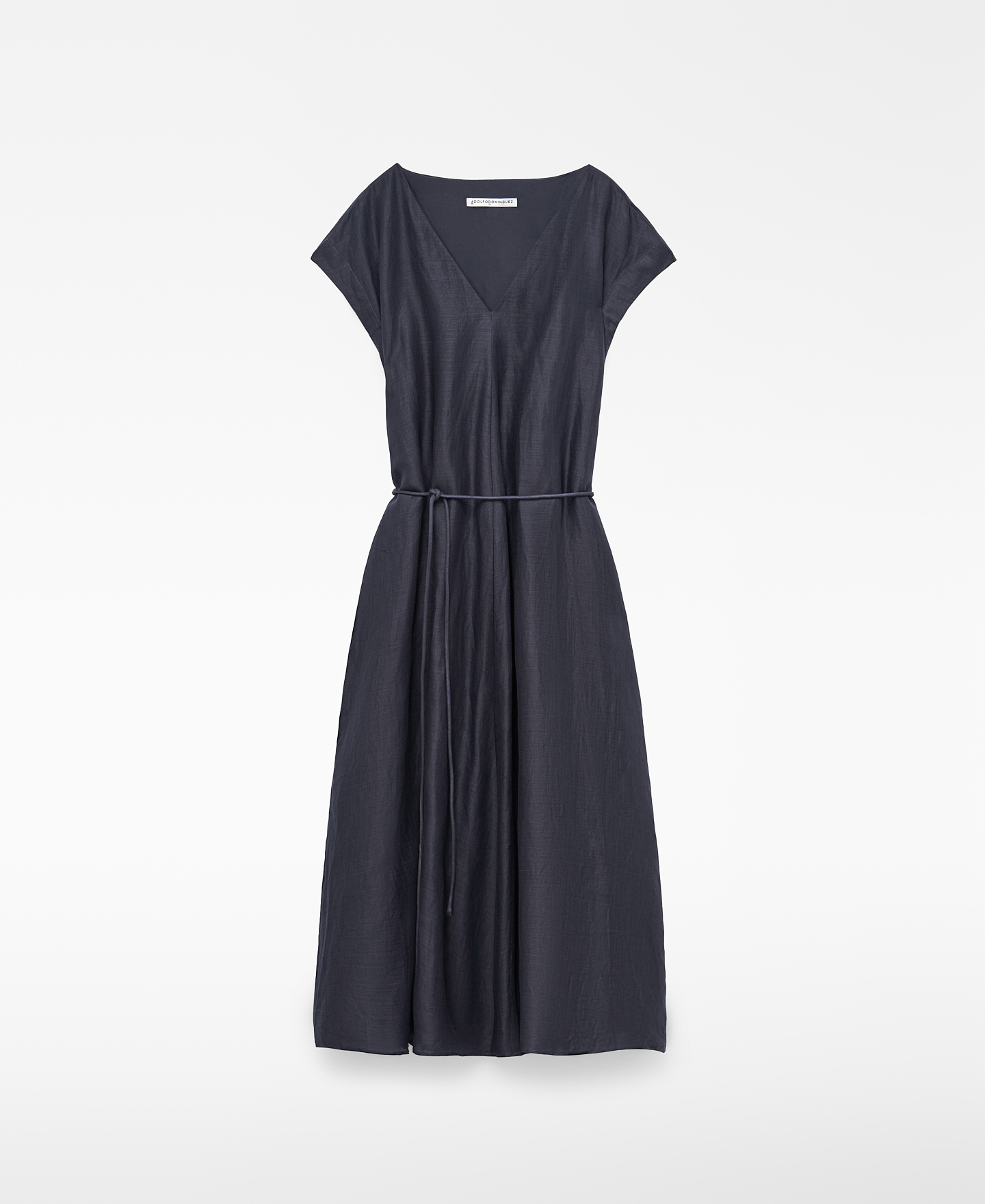 Ramie A-line midi dress image number 4