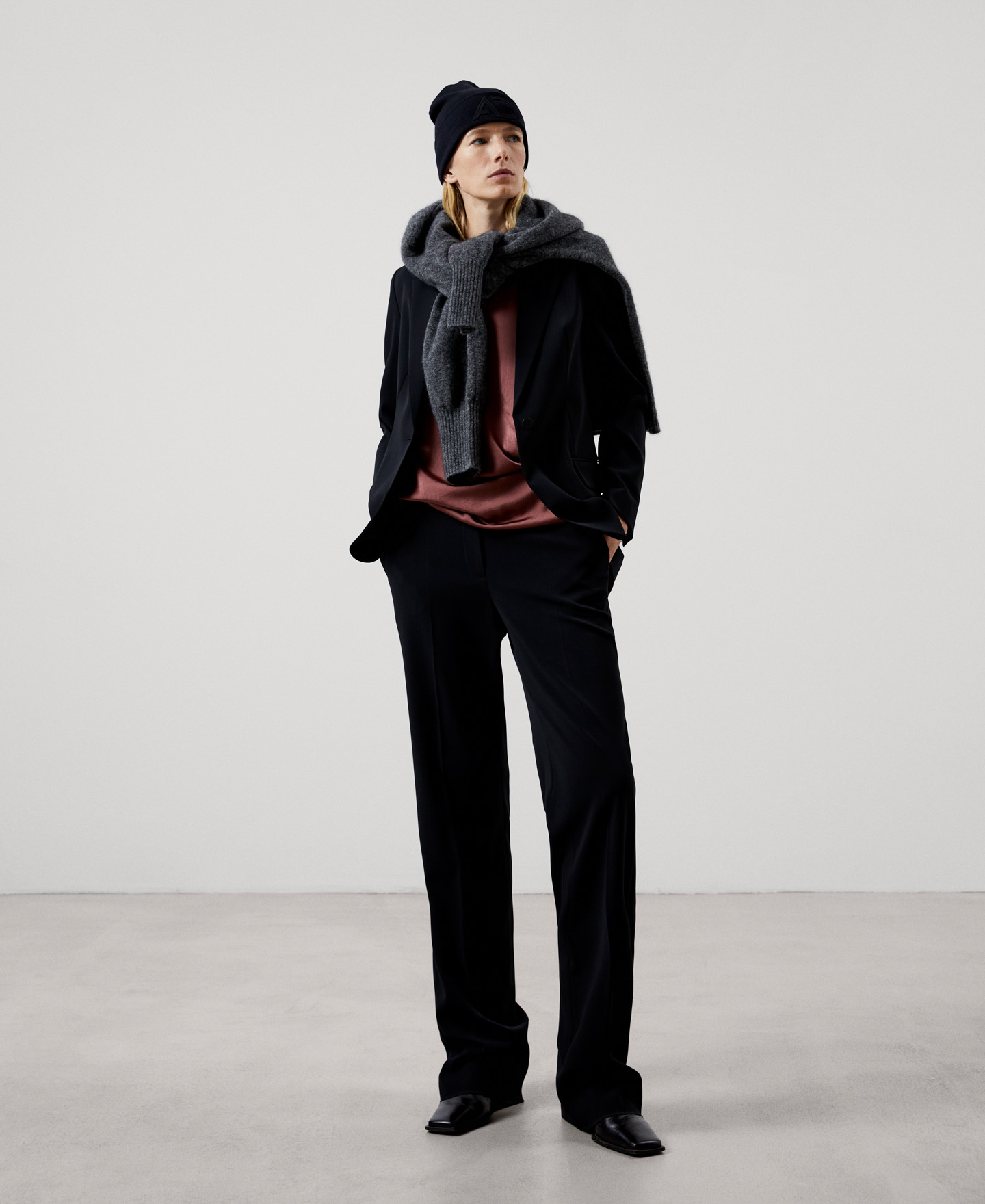 Draped V-neckline blouse image number 1