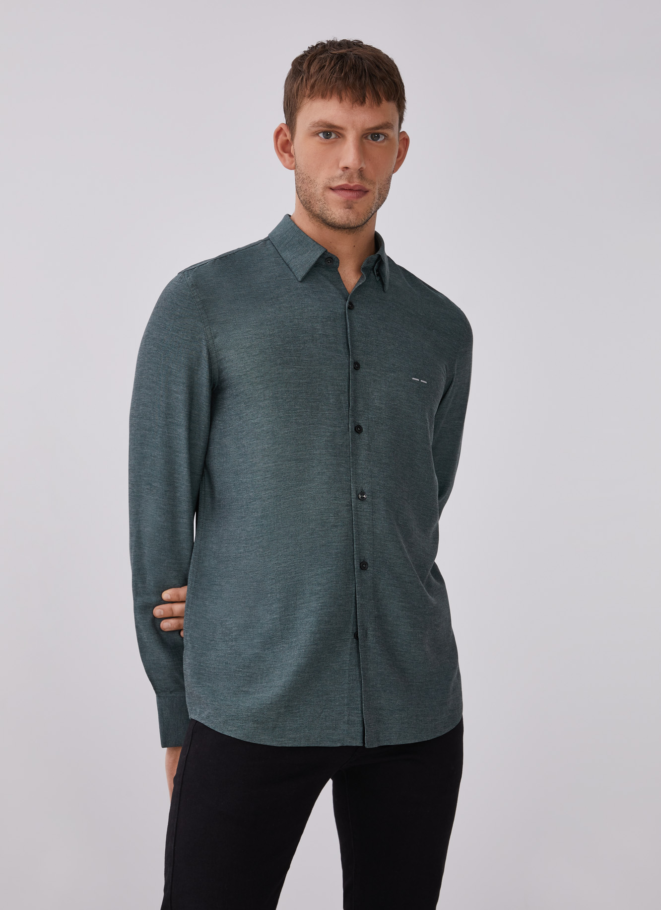 Camisa en viscosa con logo image number 0