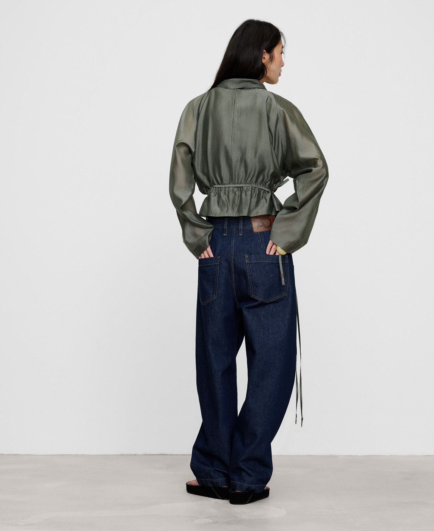 Draped funnel neck cross-front shirt image number 2