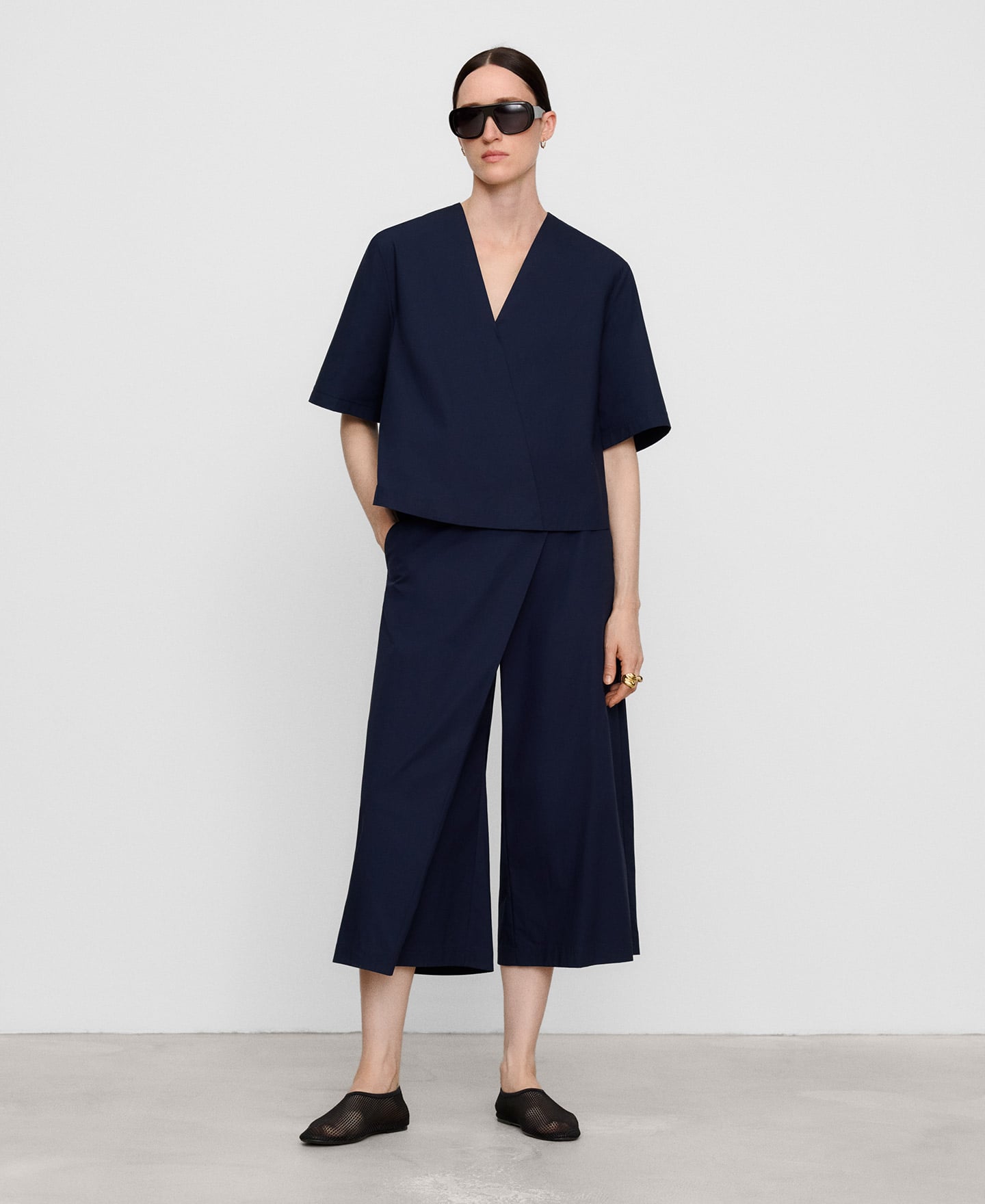 Poplin wrap-front top image number 1