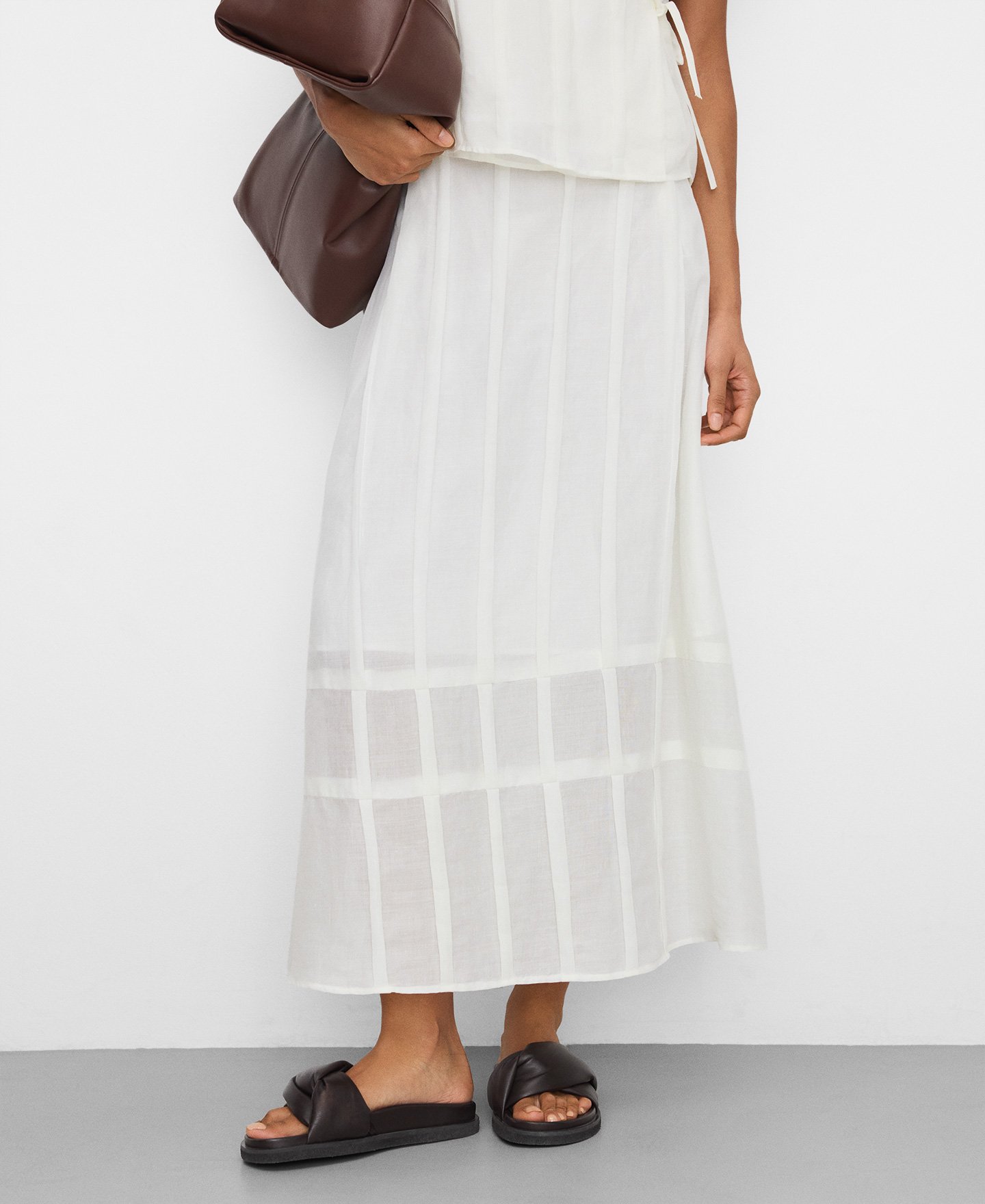 Falda evas&eacute; plisada ramio image number 0