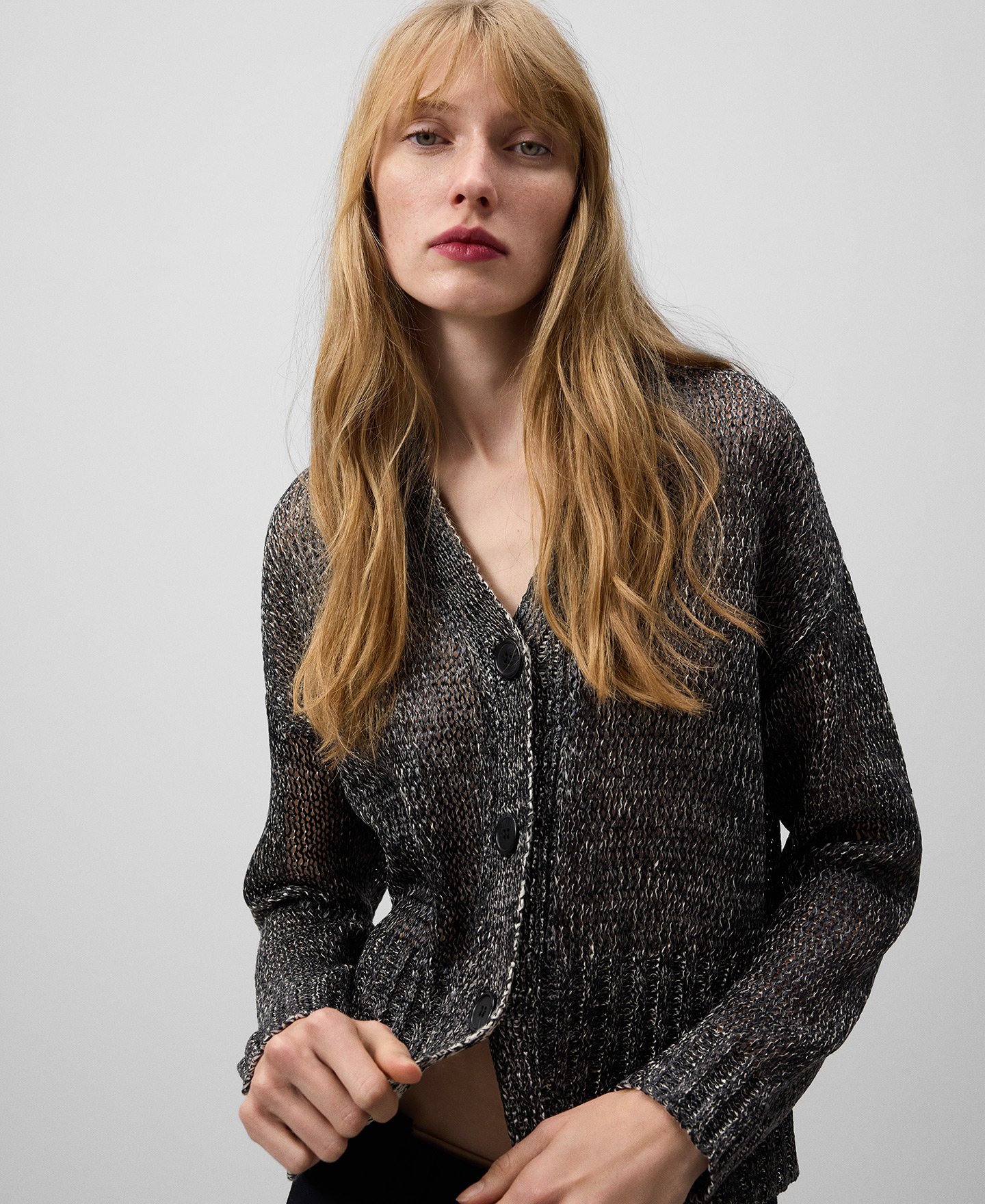 Short marled knit jacket woman image number 3