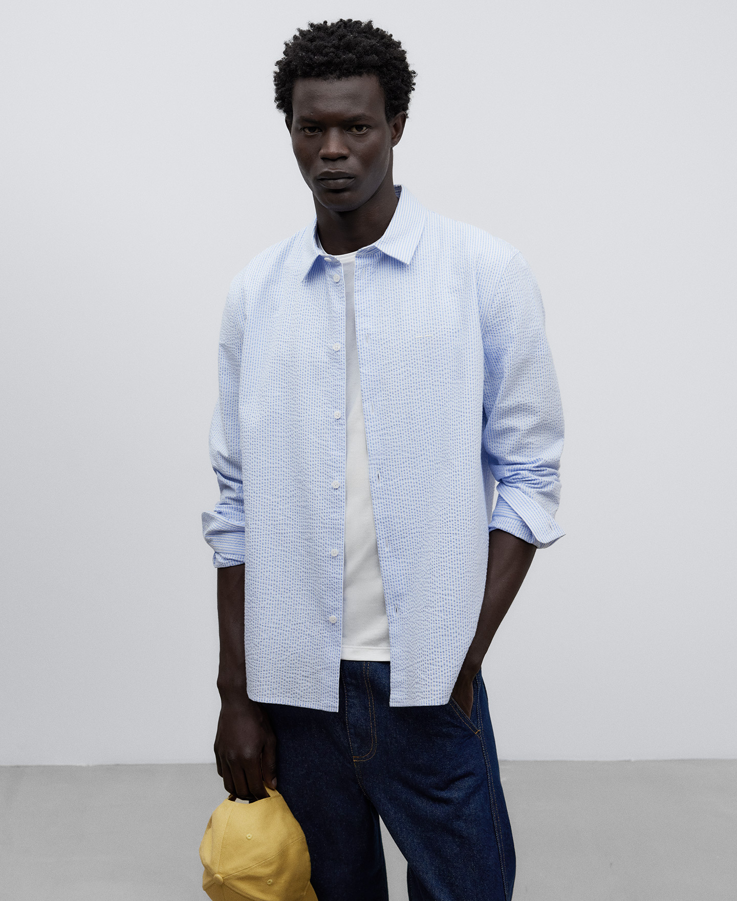 Striped regular fit shirt man image number 0
