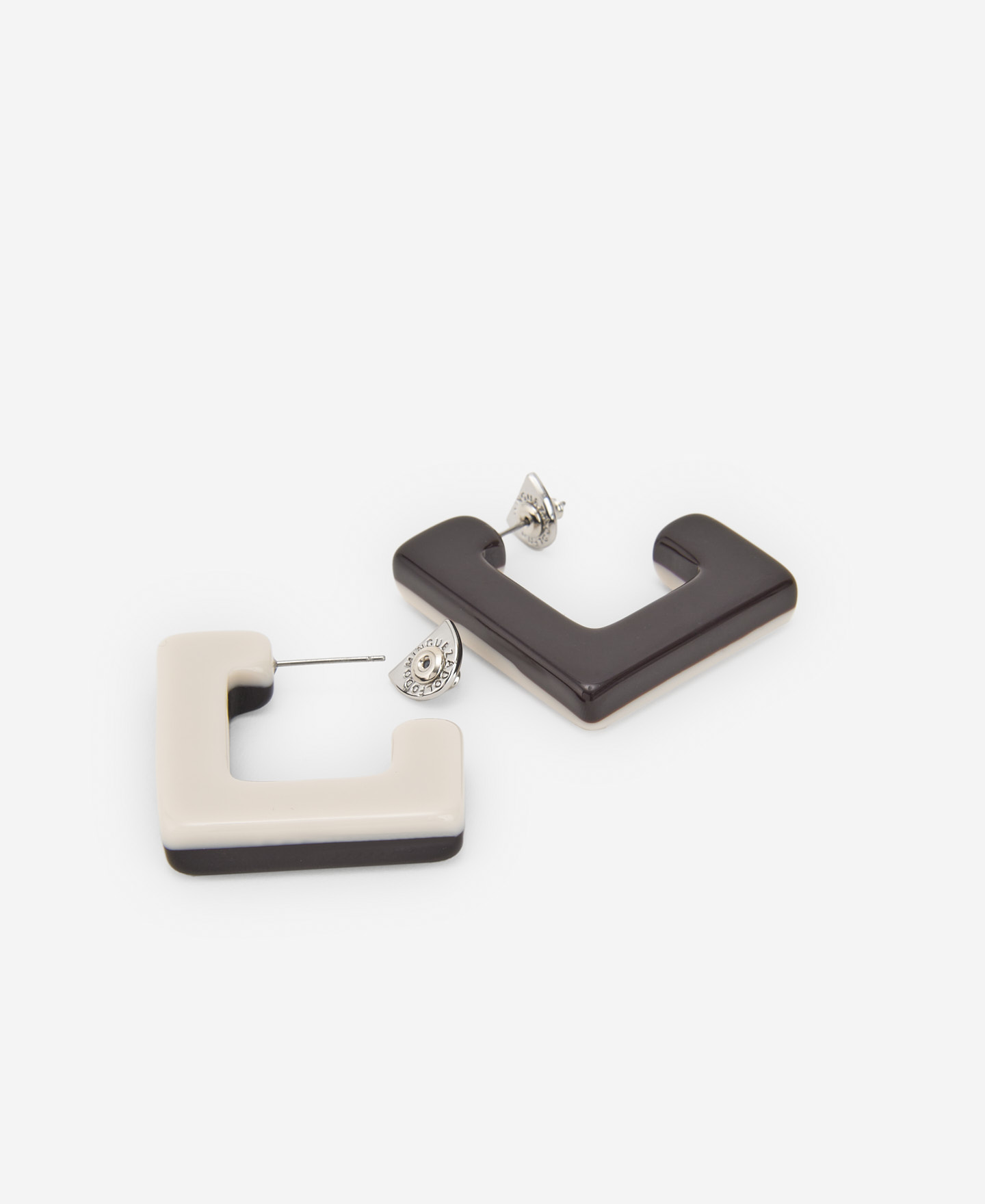 Two-coloured square earring for women image number 2