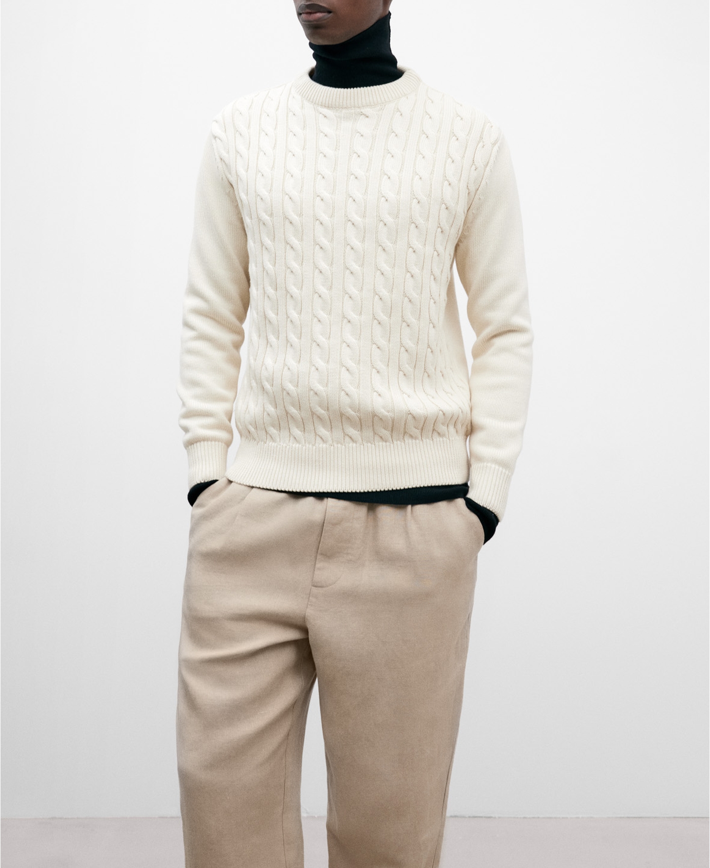 Braided cotton sweater for men image number 0