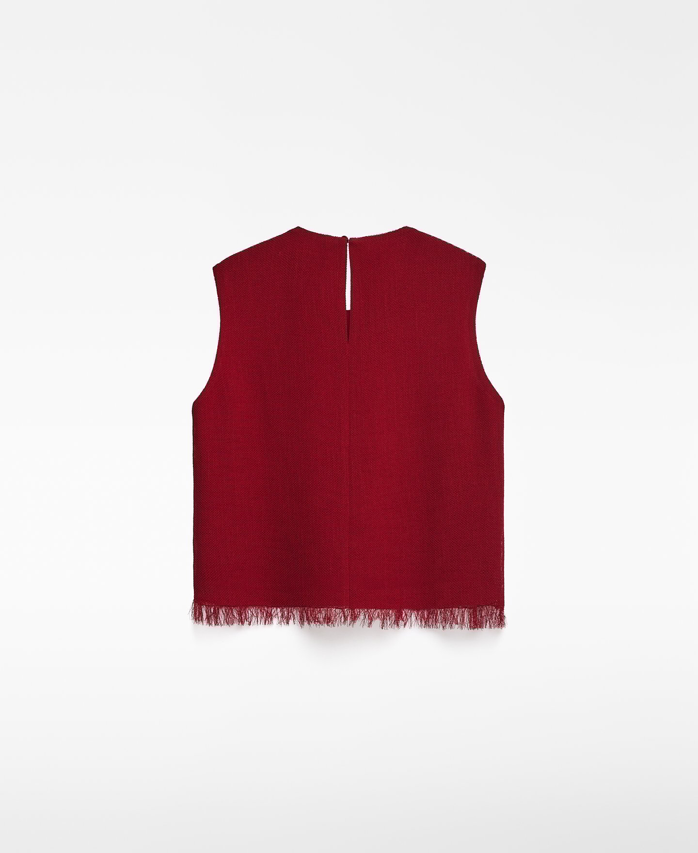 Top rojo bajo desflecado mujer image number 5