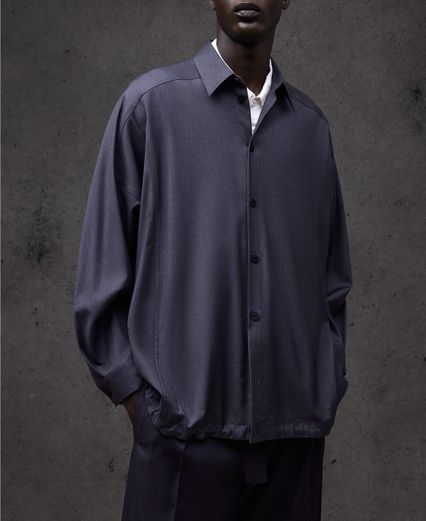 Melange grey overshirt man image number 0