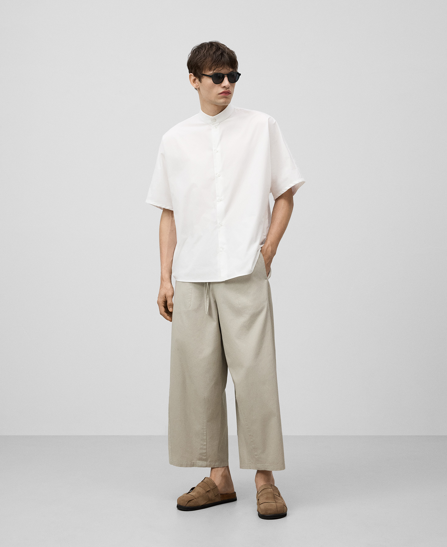 Mandarin collar oversize shirt man image number 1