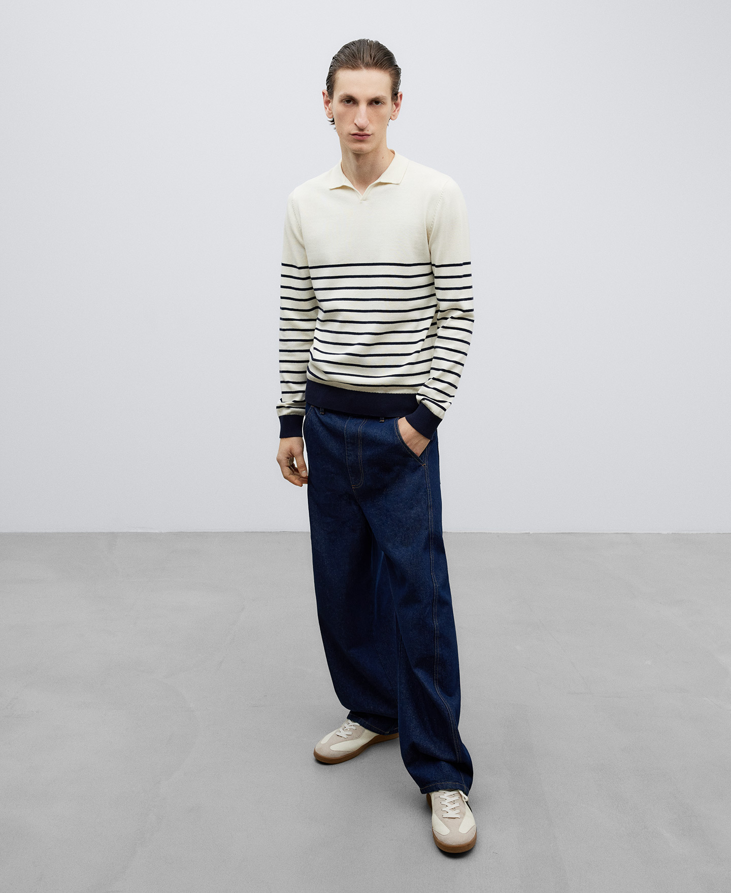 Striped cotton polo man image number 1