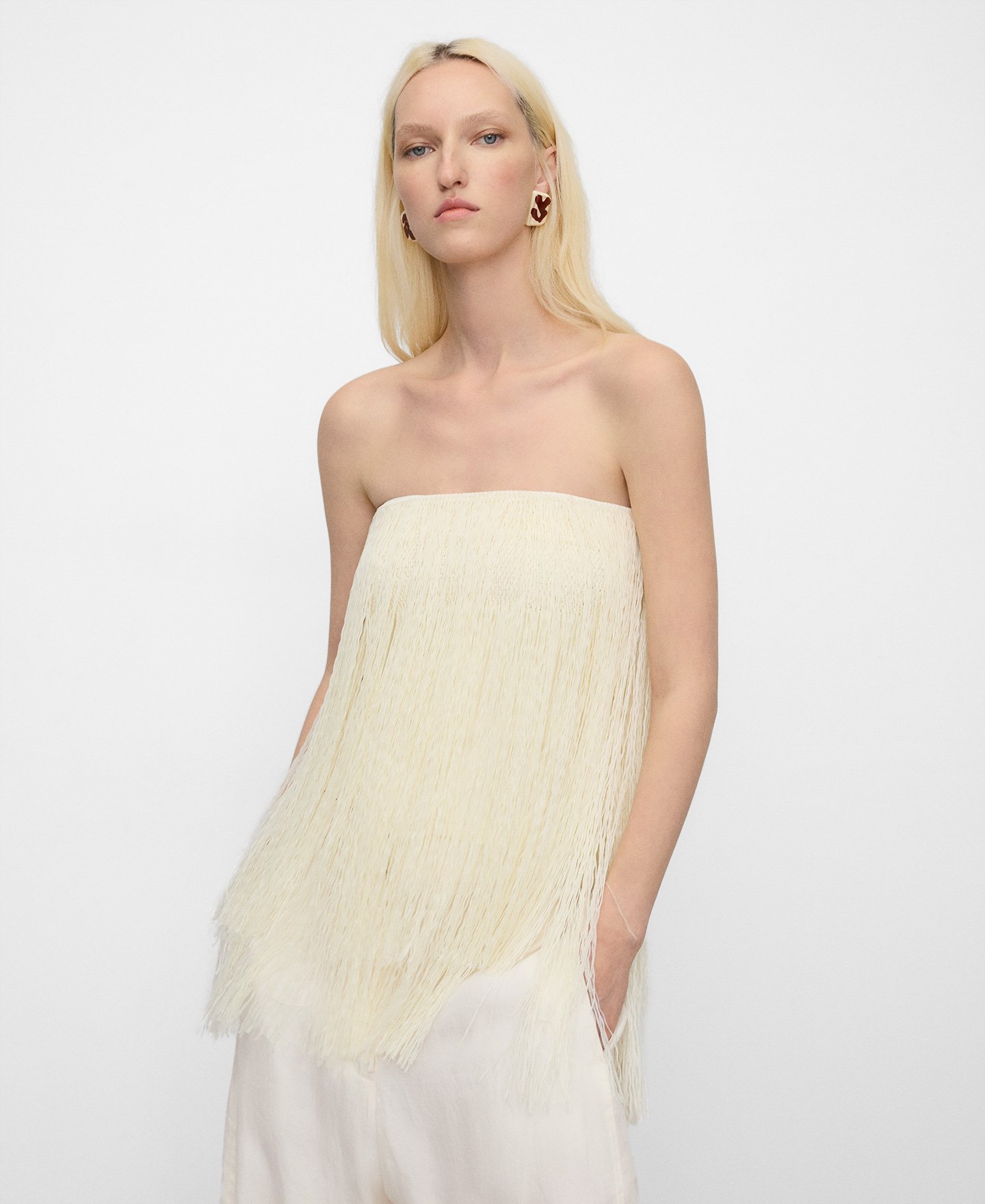 Top palabra honor punto intarsia flecos image number 0