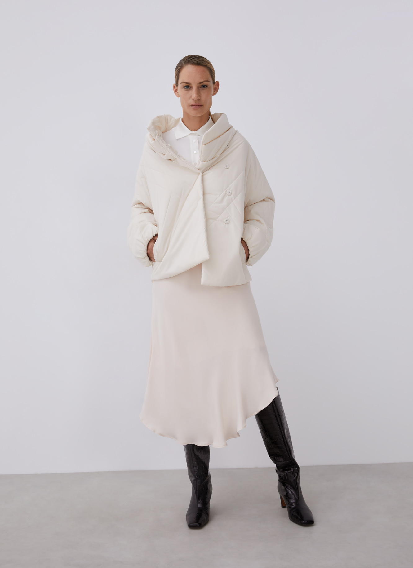 Padded jacket with side closure image number 4