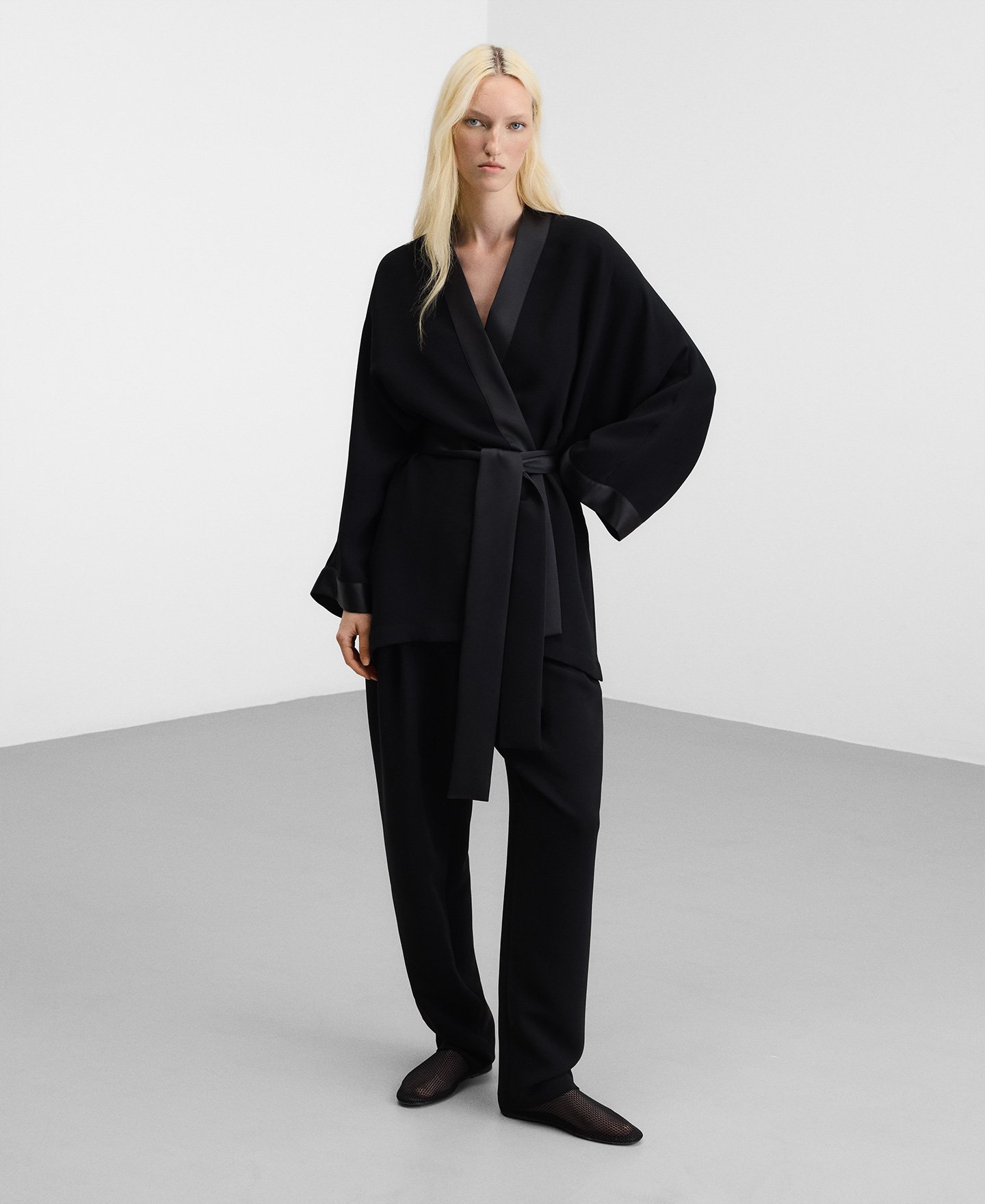 Double-fabric pleated trousers image number 1