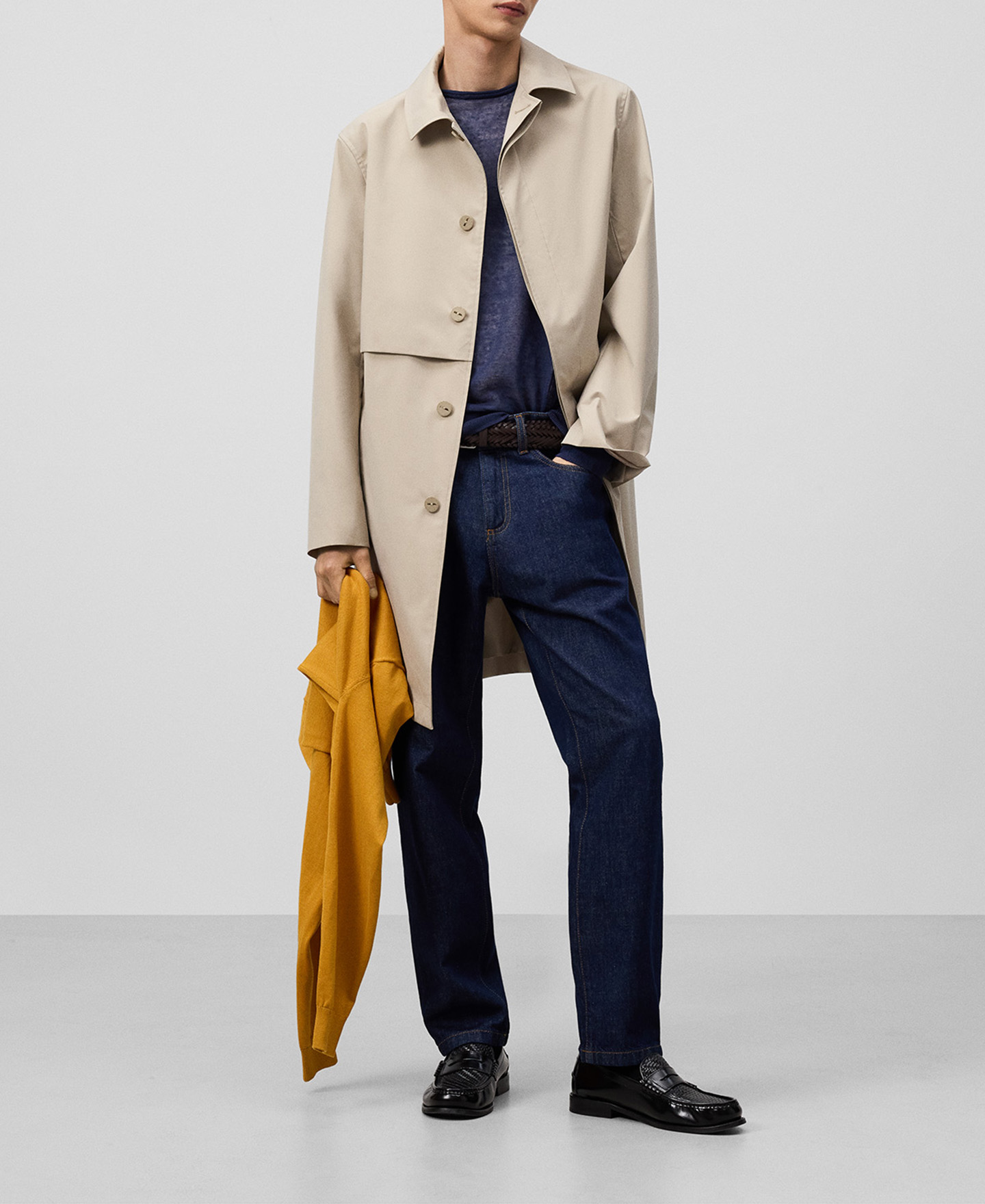Jersey doble capa con lino hombre image number 1