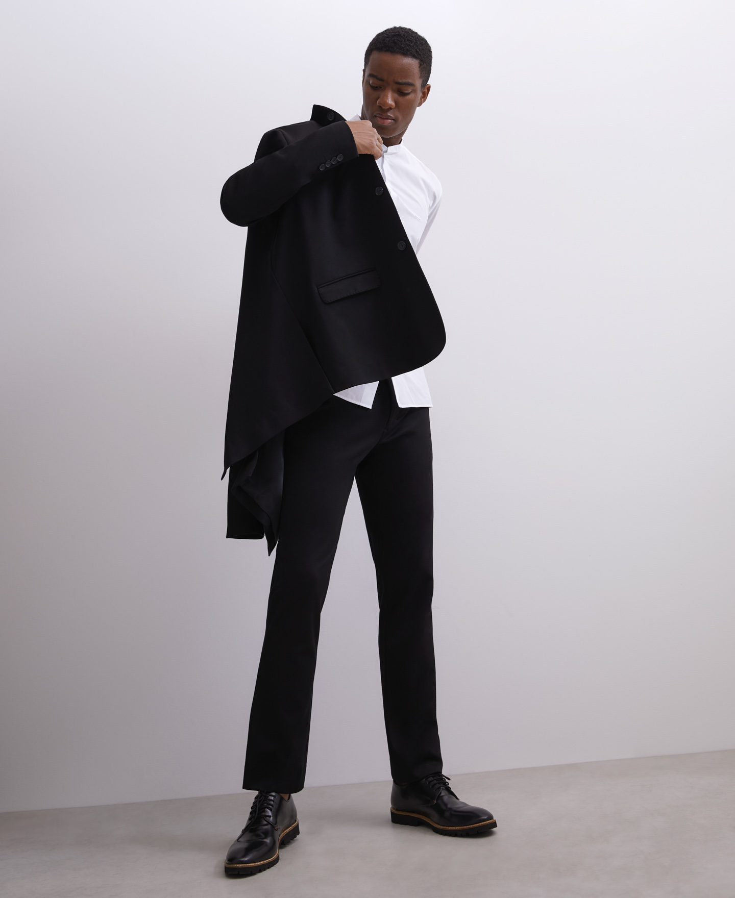 Cotton shirt with mandarin collar image number 0